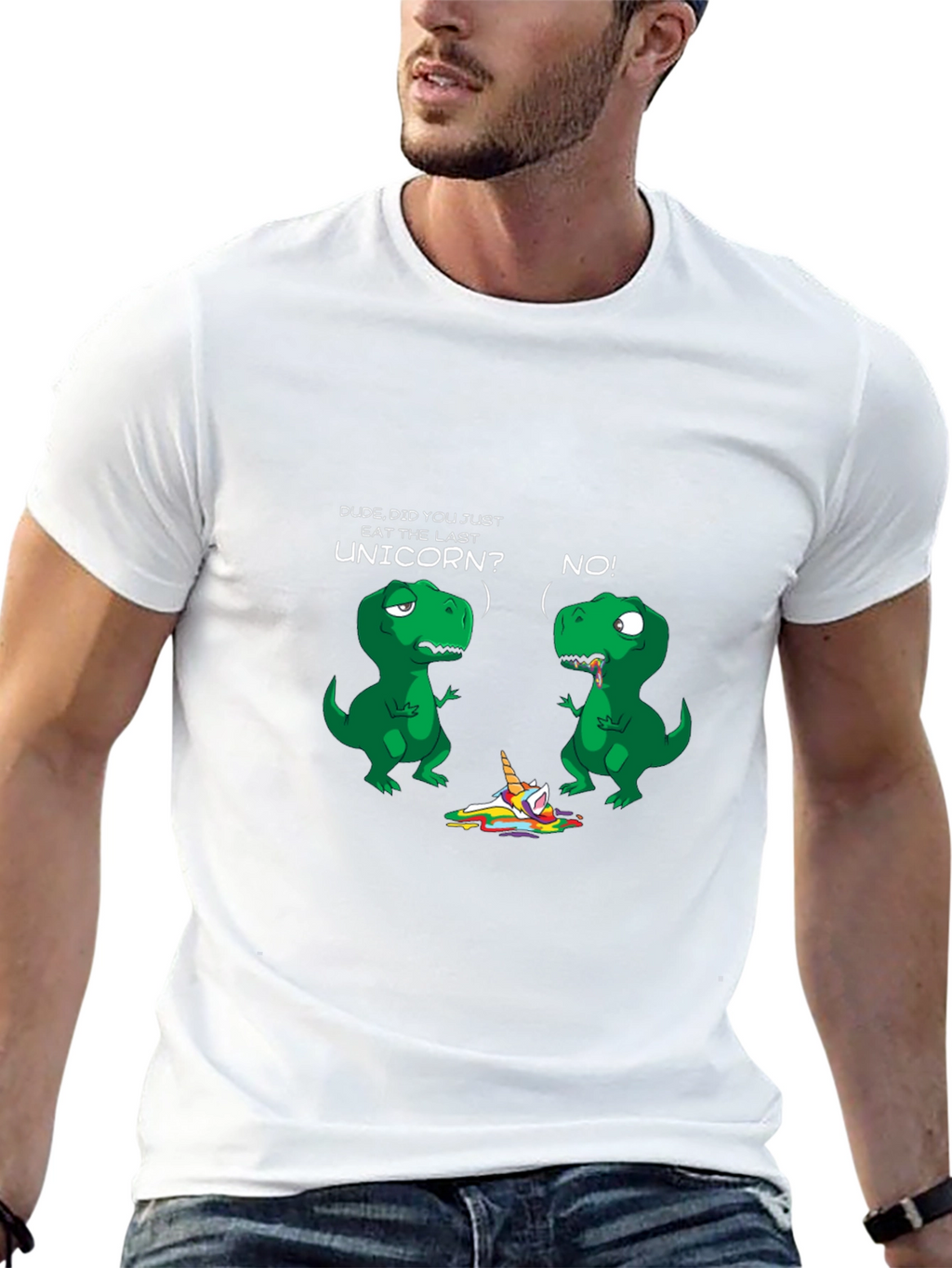 Dinosaur and Unicorn Graphic Print Tee