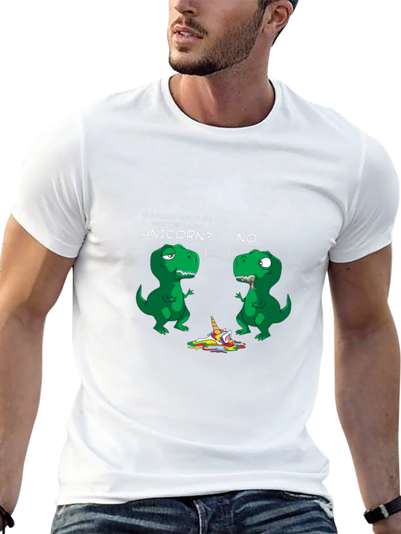 Dinosaur and Unicorn Graphic Print Tee