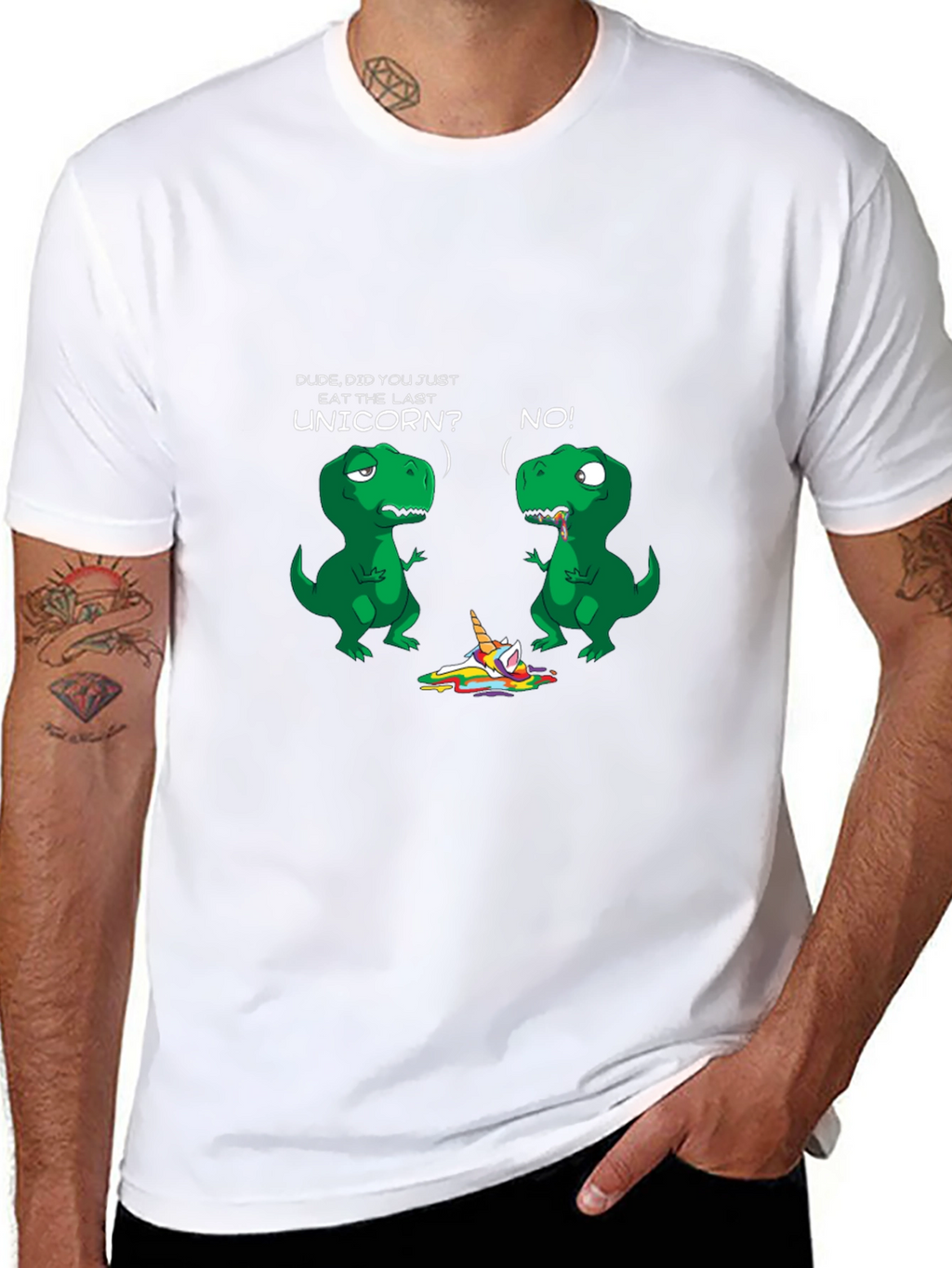 Dinosaur and Unicorn Graphic Print Tee