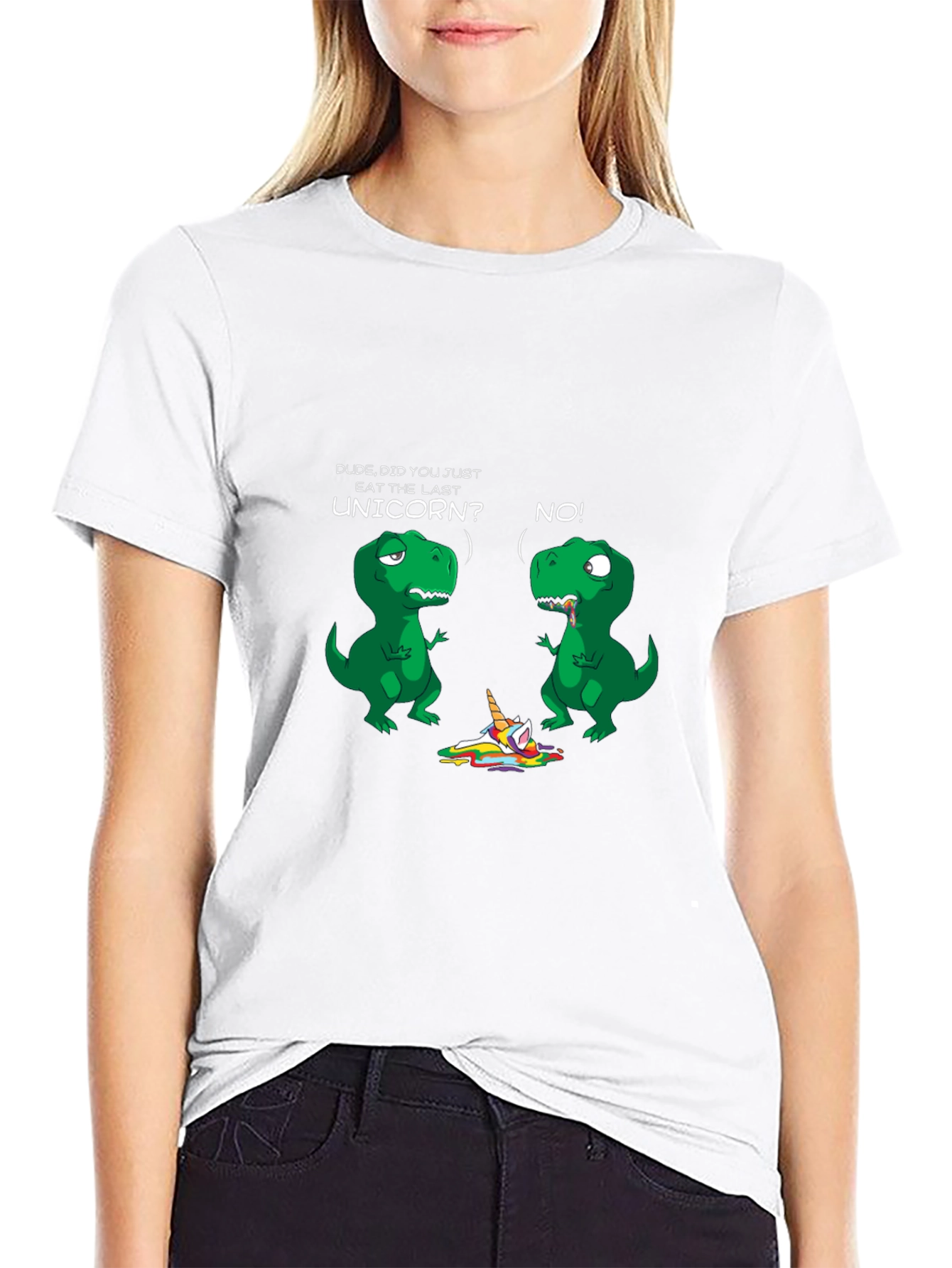 Dinosaur and Unicorn Graphic Print Tee