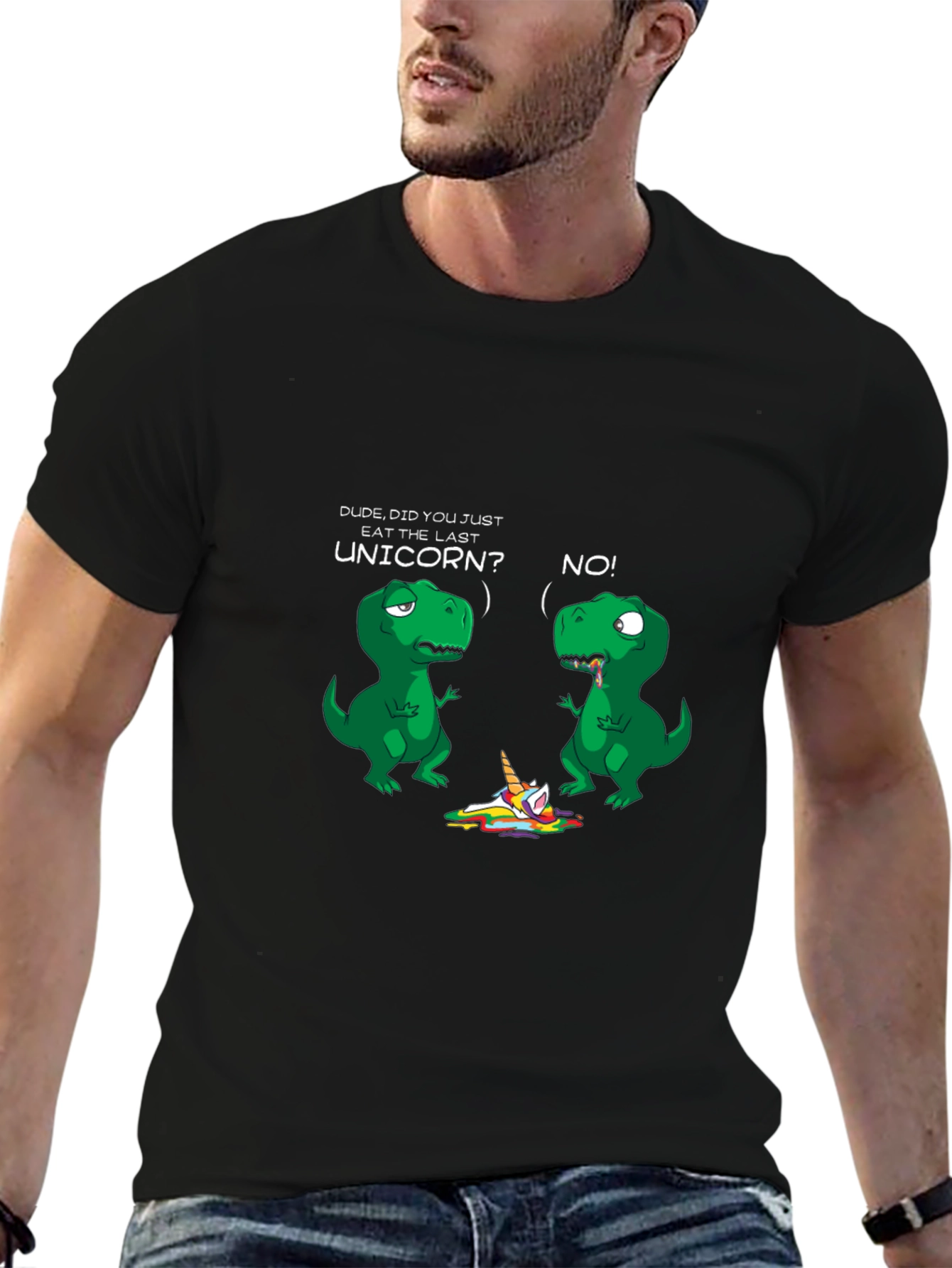 Dinosaur and Unicorn Graphic Print Tee