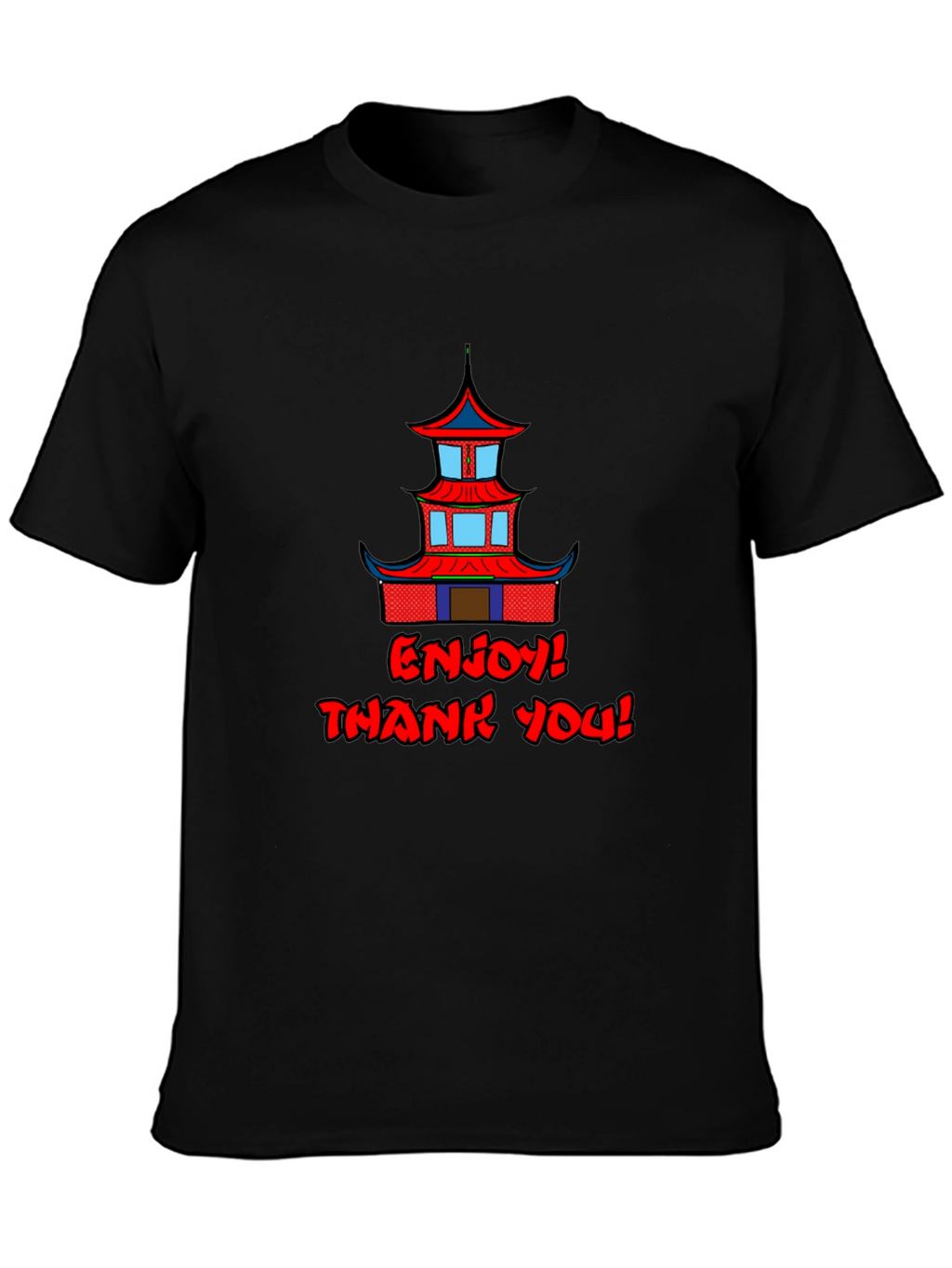 Oriental Building Graphic Black T-Shirt