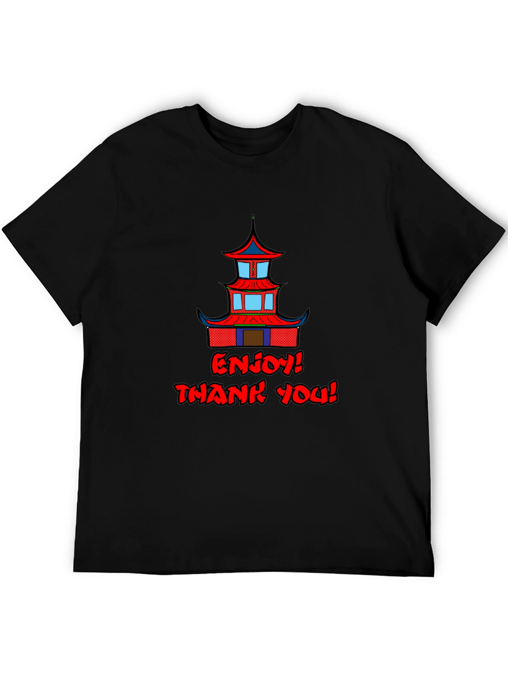 Oriental Building Graphic Black T-Shirt
