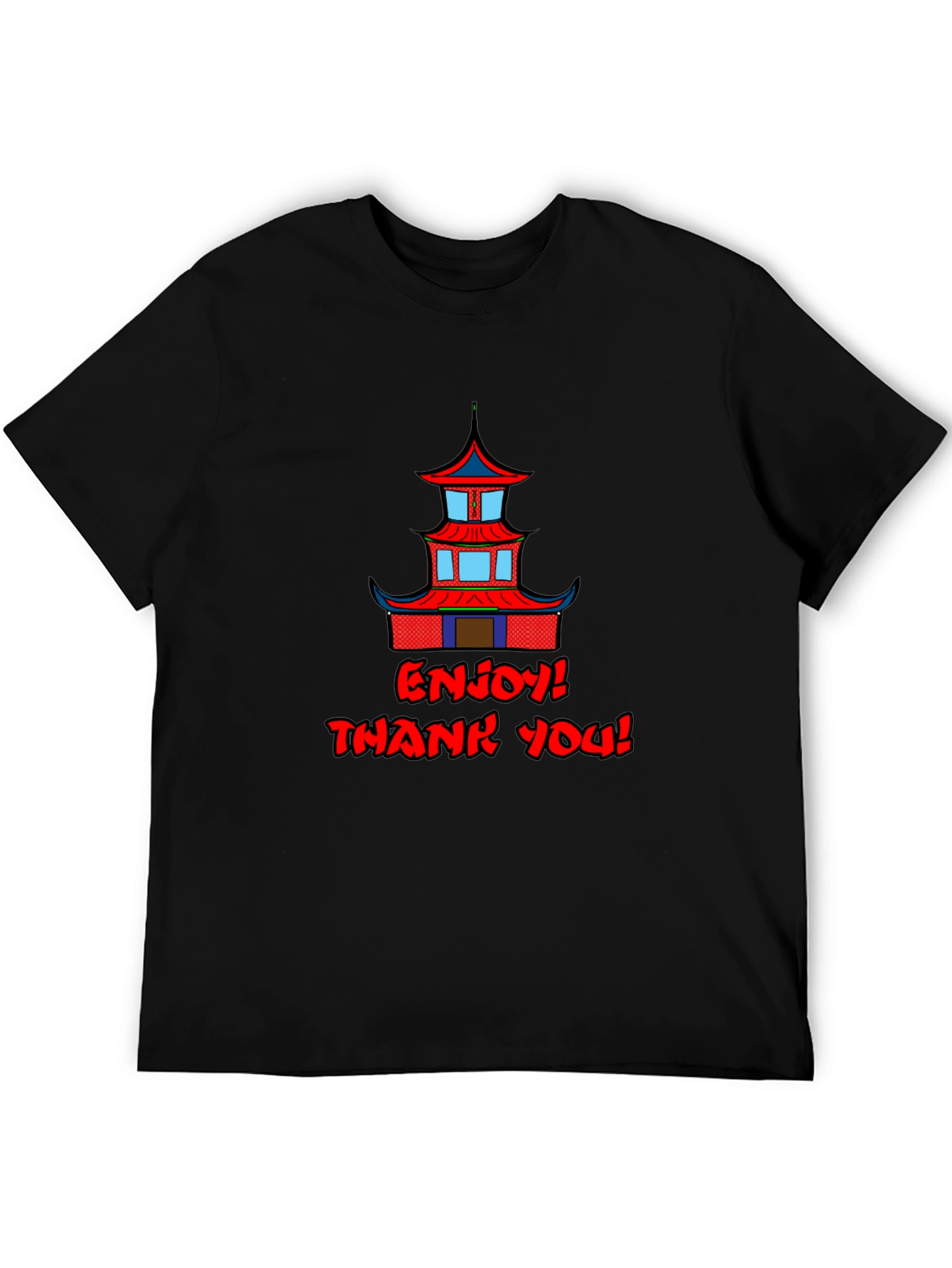 Oriental Building Graphic Black T-Shirt