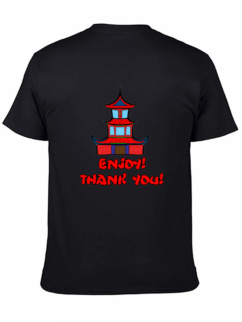 Oriental Building Graphic Black T-Shirt
