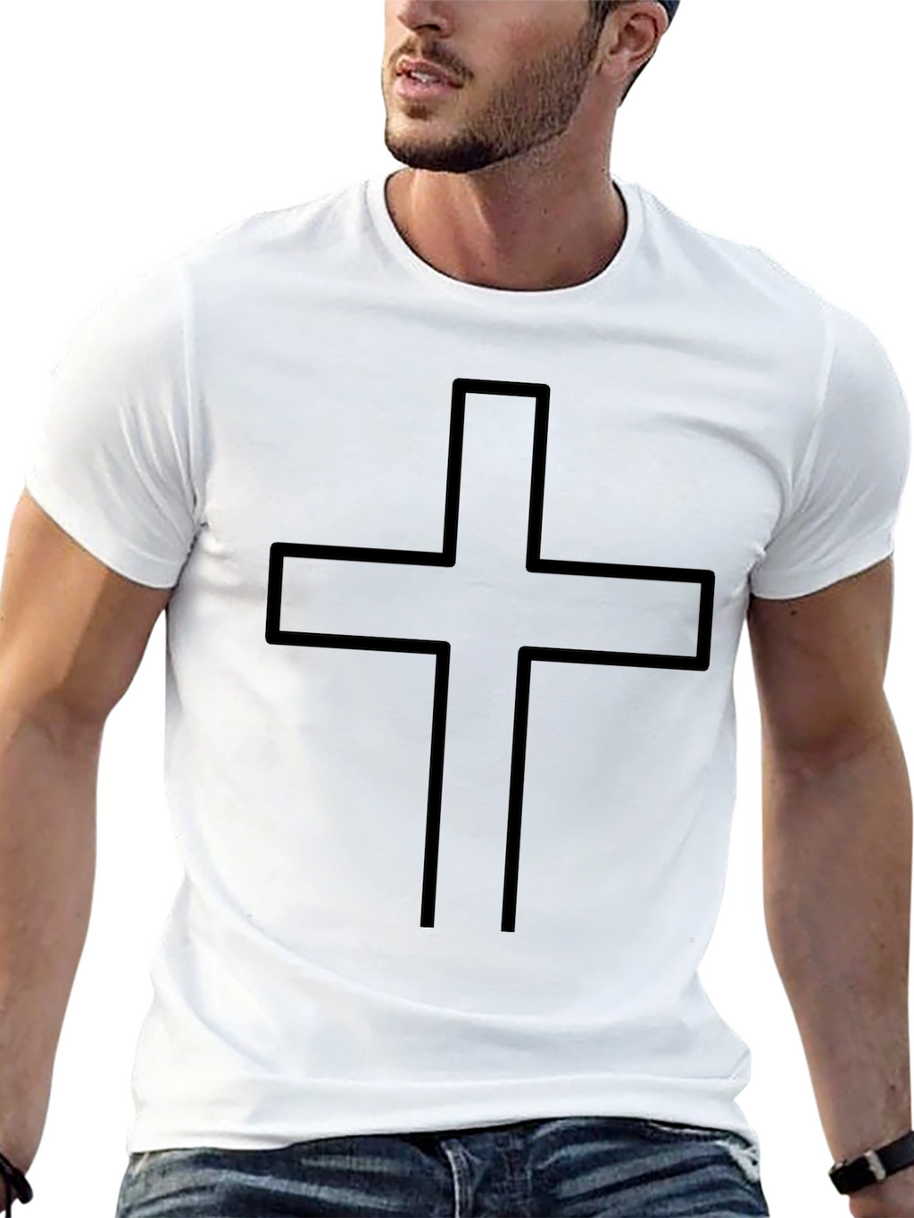 Classic Cross Graphic Tee - Black Cotton T-Shirt