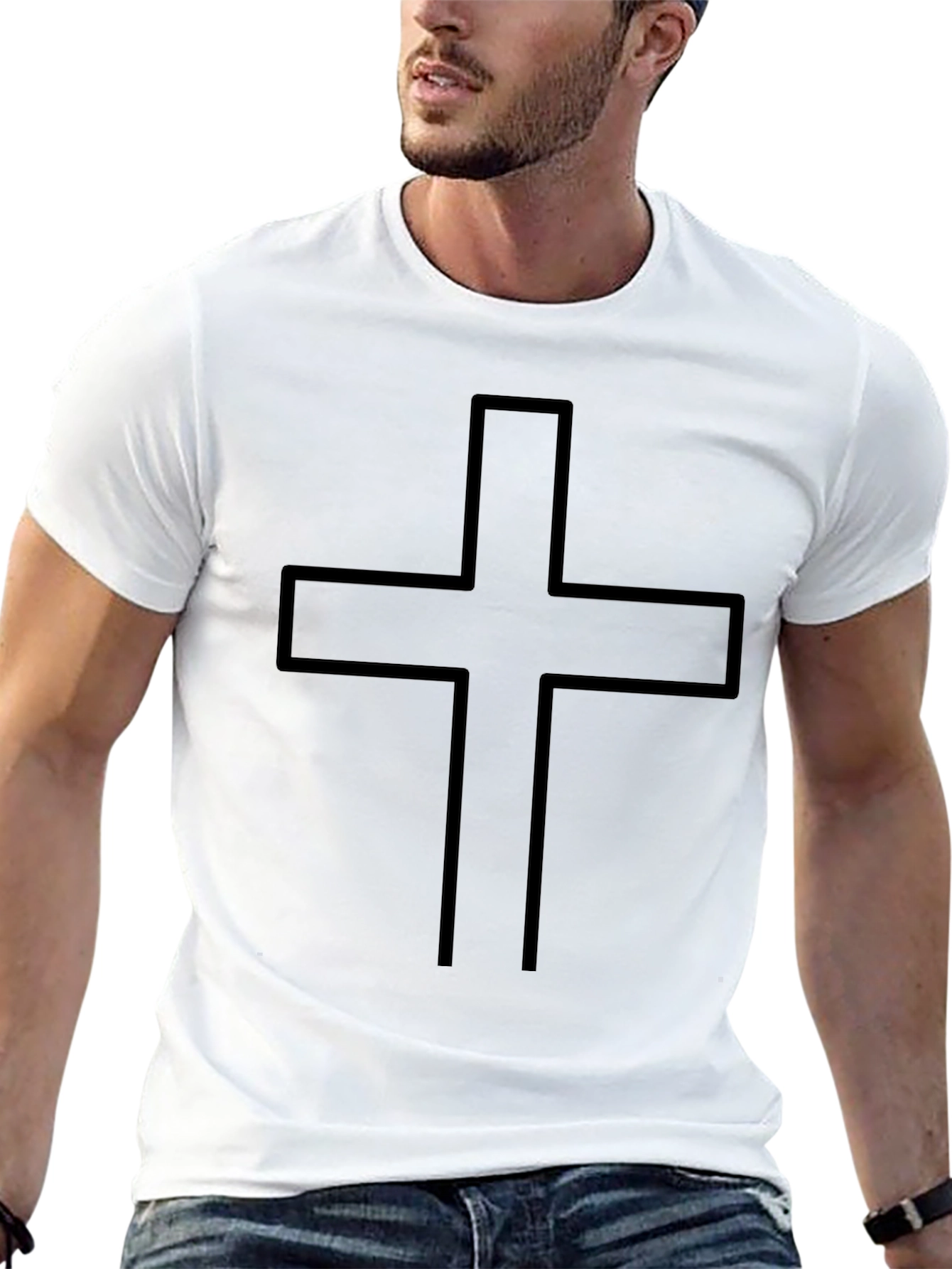 Classic Cross Graphic Tee - Black Cotton T-Shirt