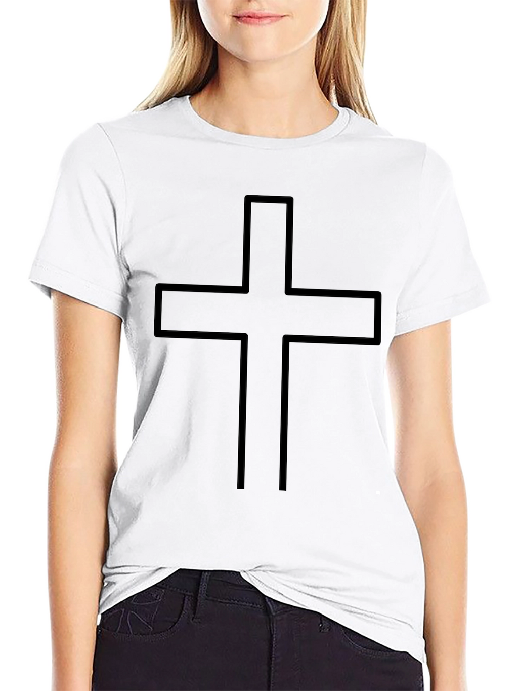 Classic Cross Graphic Tee - Black Cotton T-Shirt
