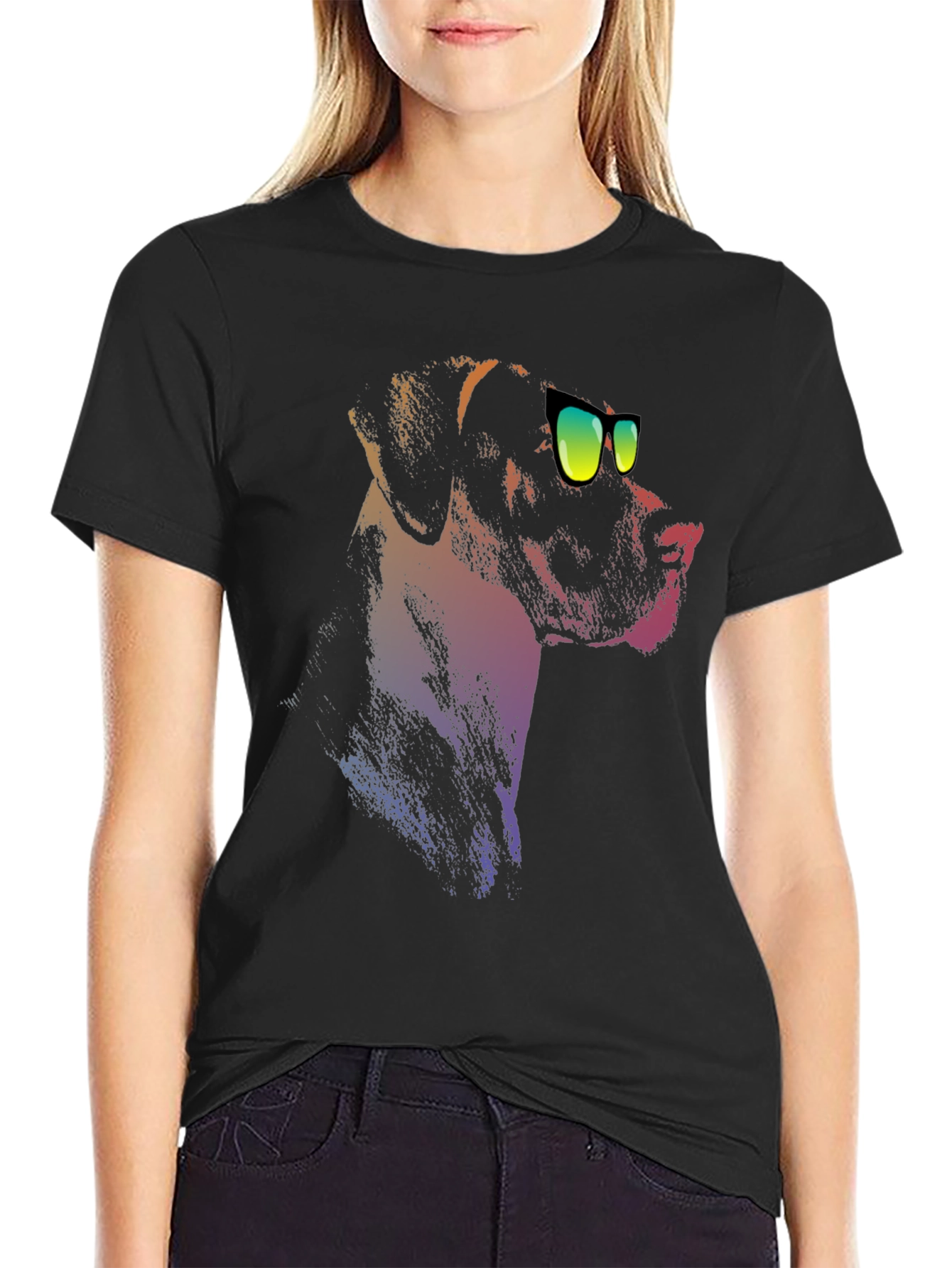 Cool Dog Tee: Black T-Shirt with Dog Graphic