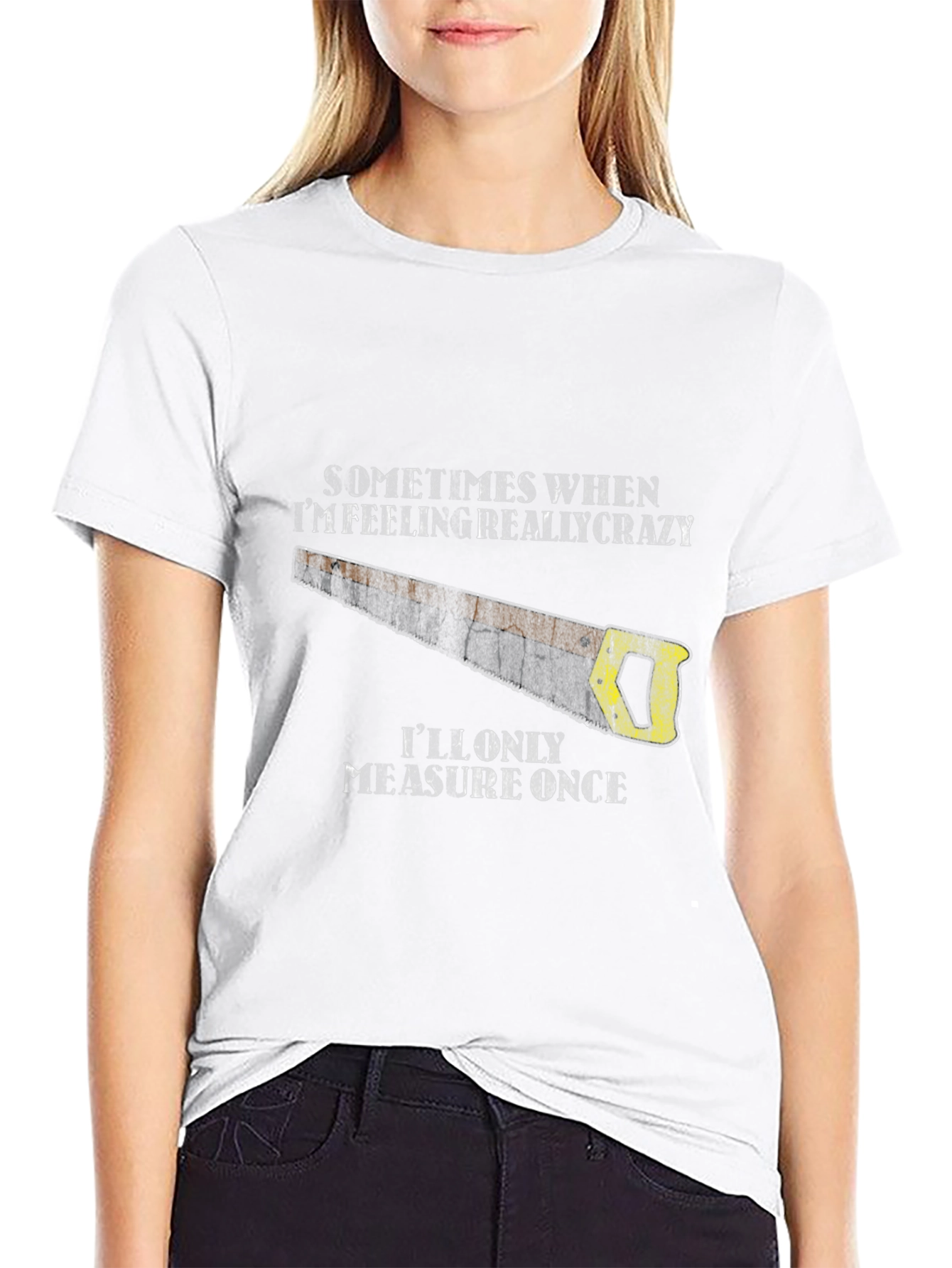 Crazy Carpenter Black T-Shirt - Measure Once Graphic Tee