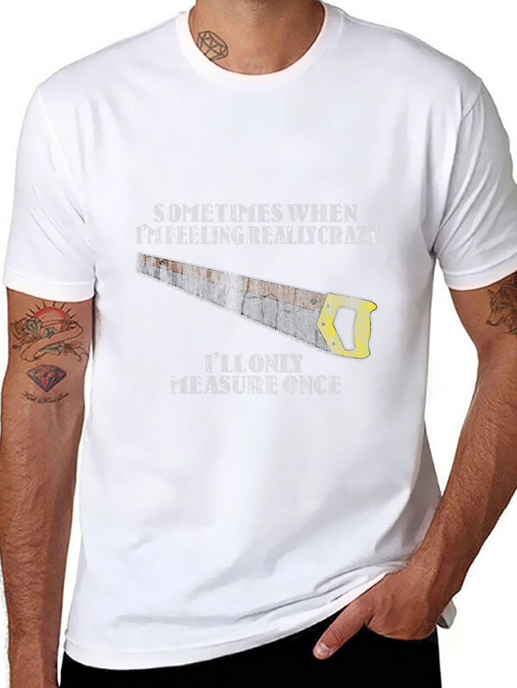 Crazy Carpenter Black T-Shirt - Measure Once Graphic Tee