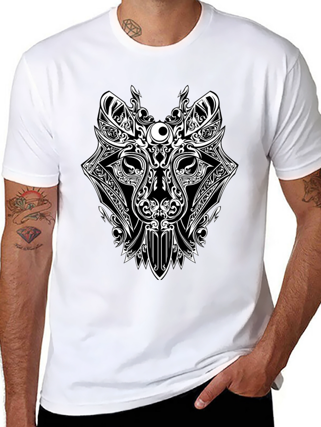 Tribal Wolf Graphic T-Shirt