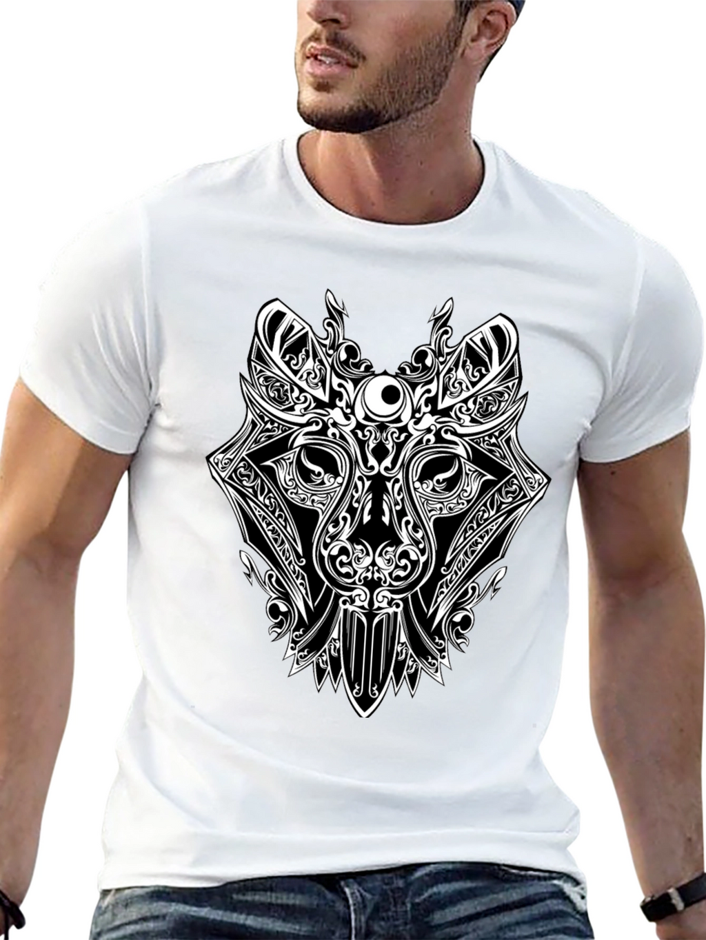Tribal Wolf Graphic T-Shirt