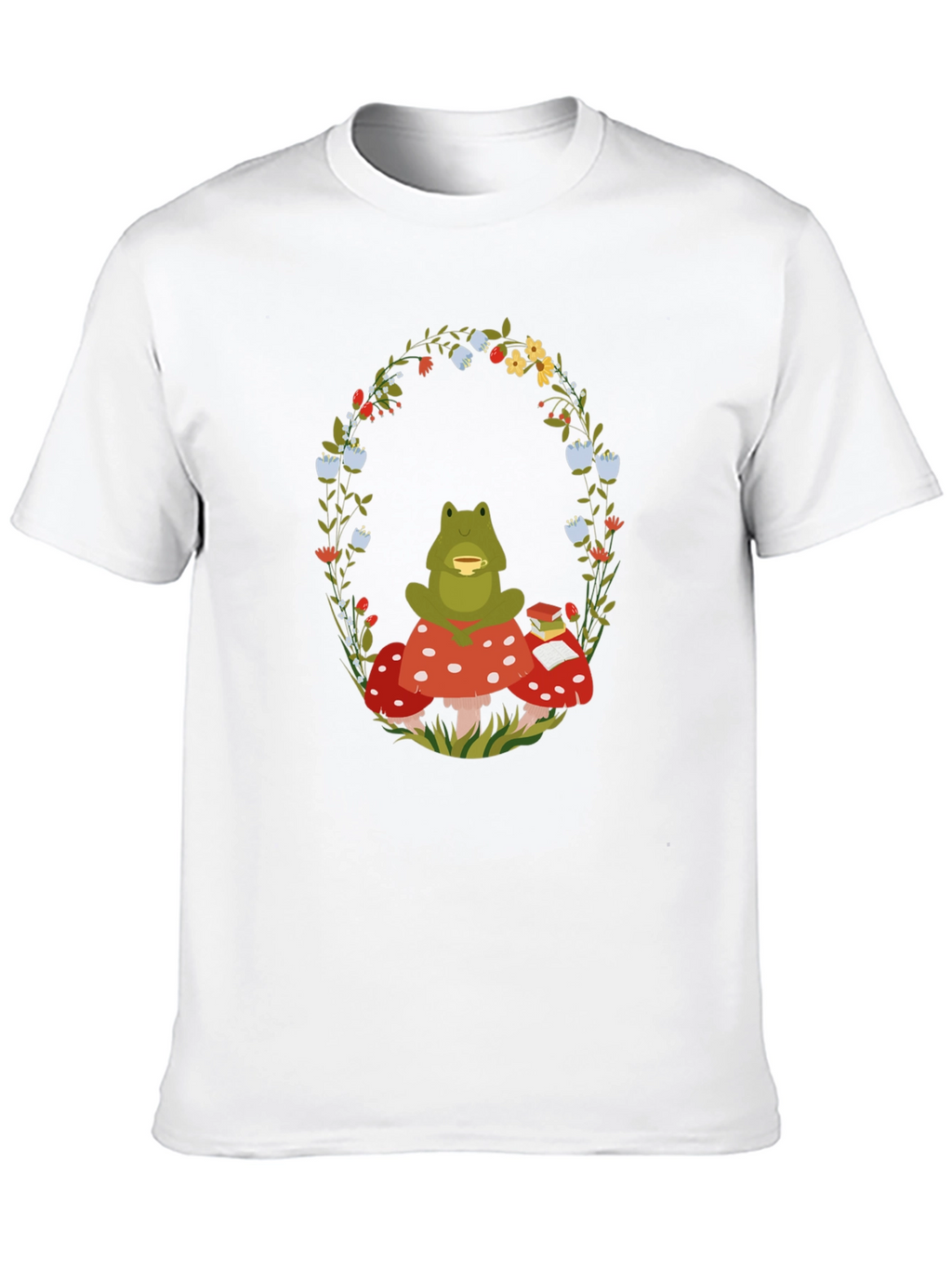 Frog Mushroom Reading T-Shirt