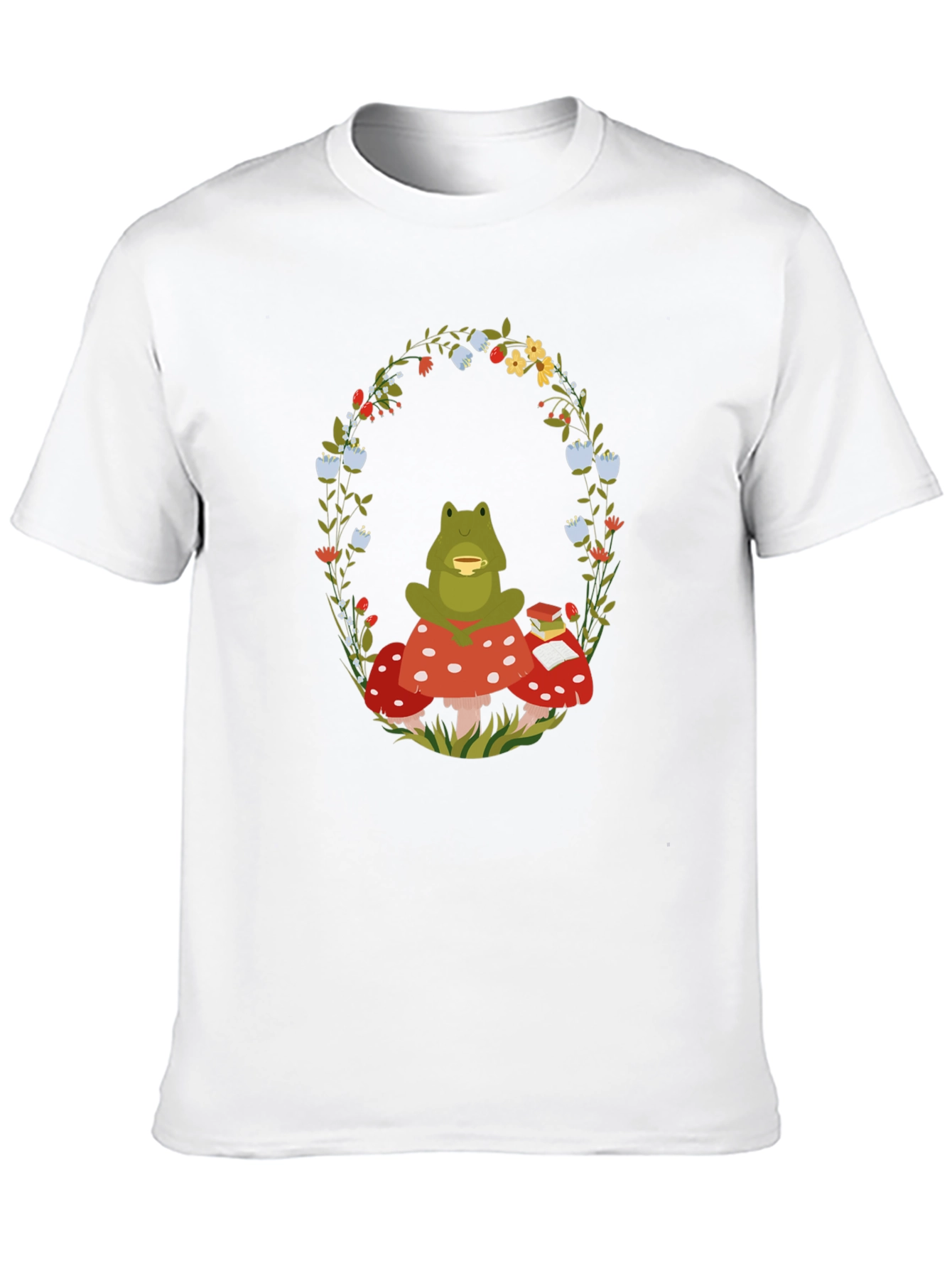 Frog Mushroom Reading T-Shirt