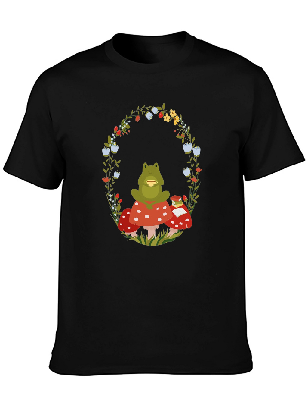Frog Mushroom Reading T-Shirt