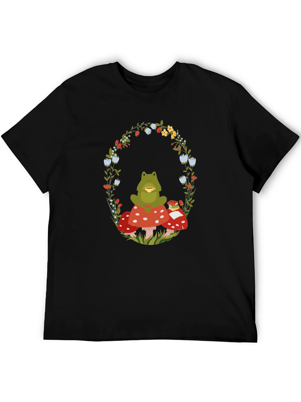 Frog Mushroom Reading T-Shirt