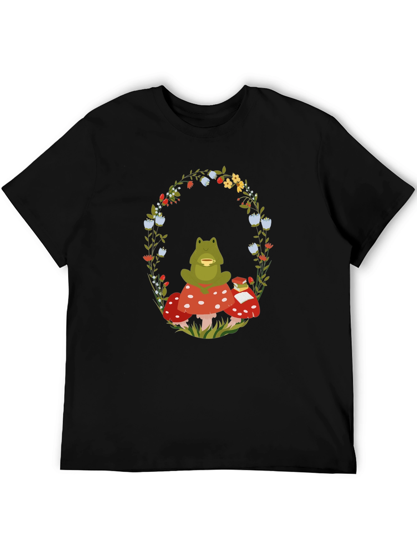 Frog Mushroom Reading T-Shirt