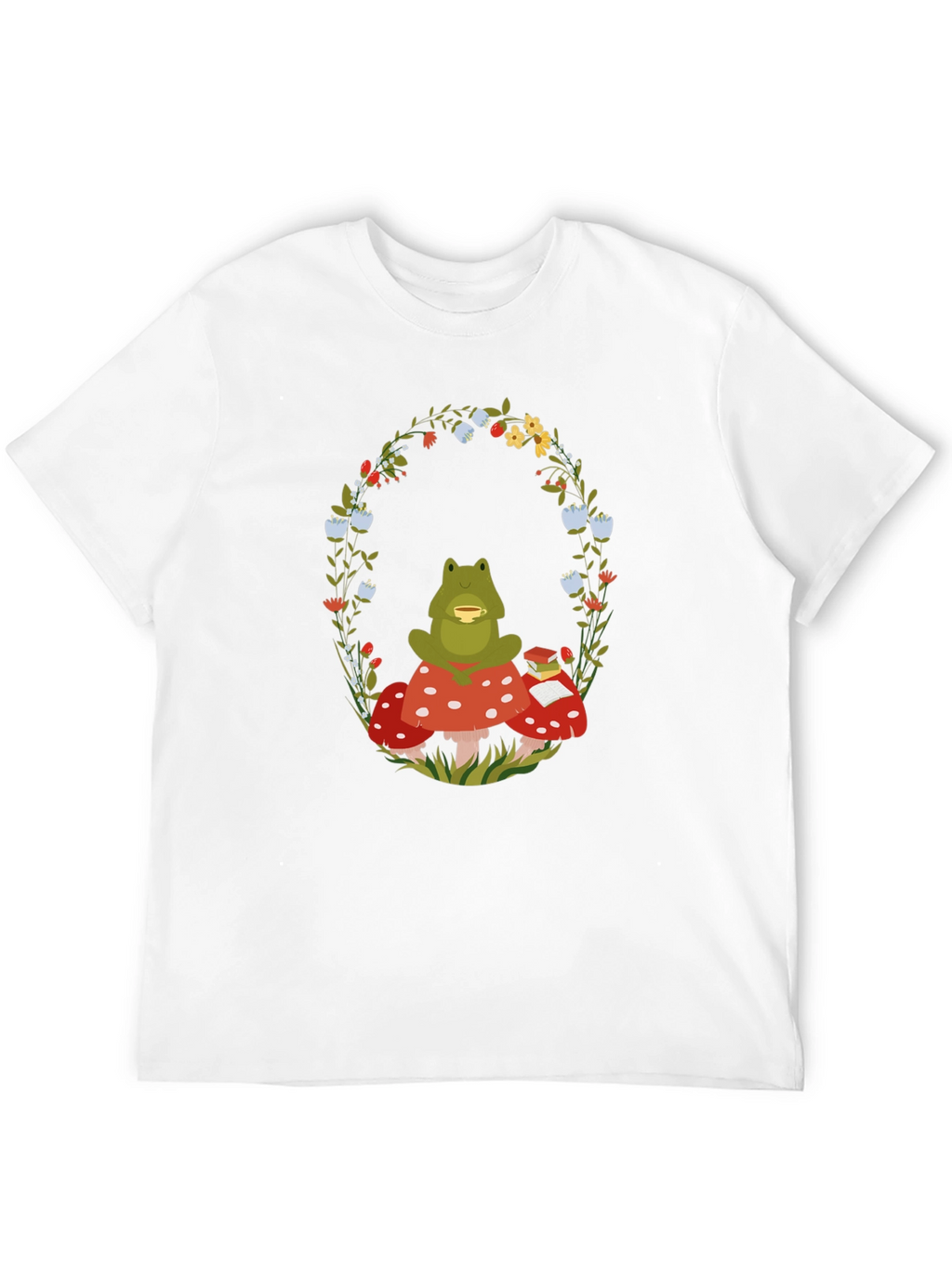 Frog Mushroom Reading T-Shirt