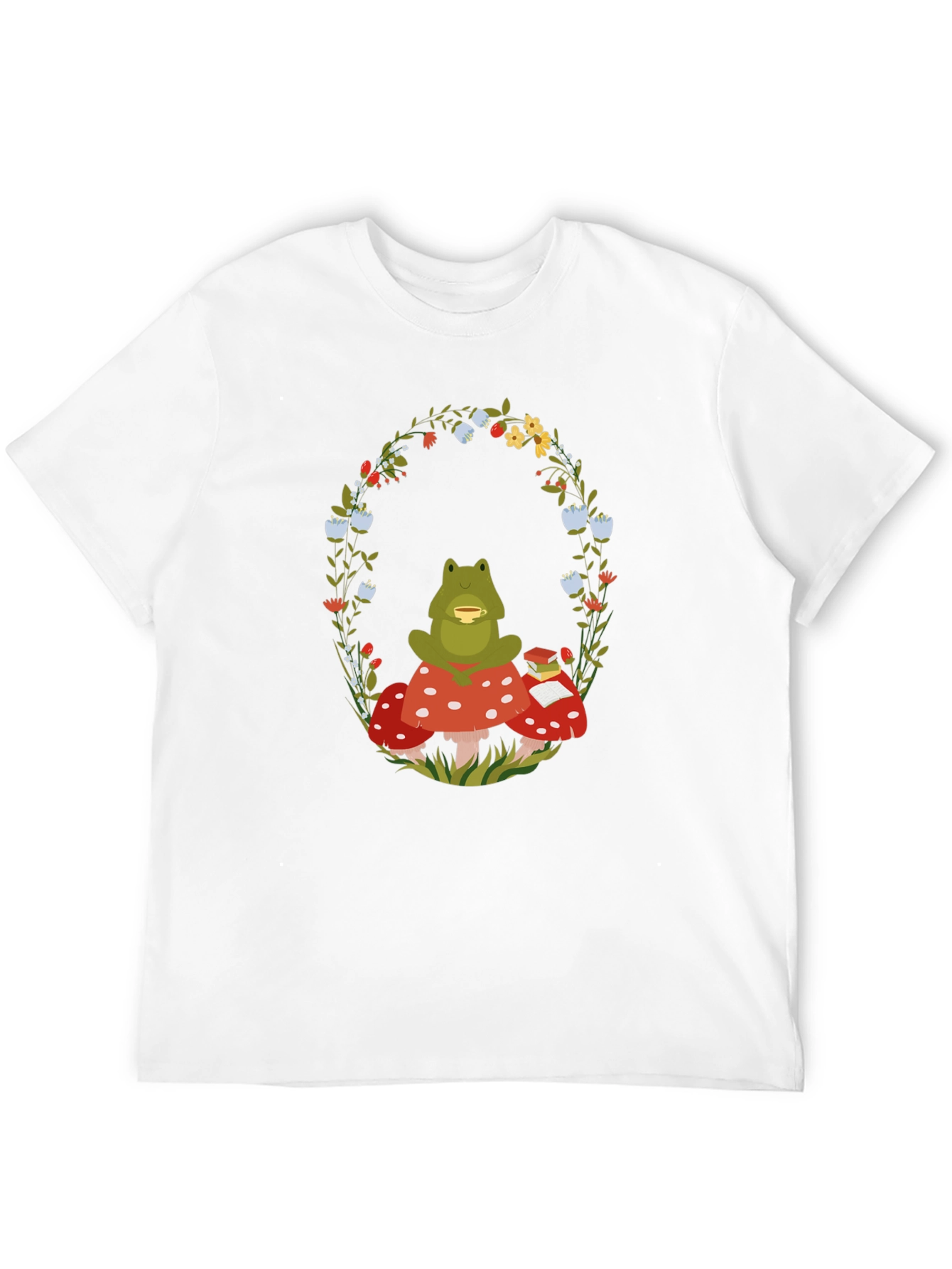 Frog Mushroom Reading T-Shirt