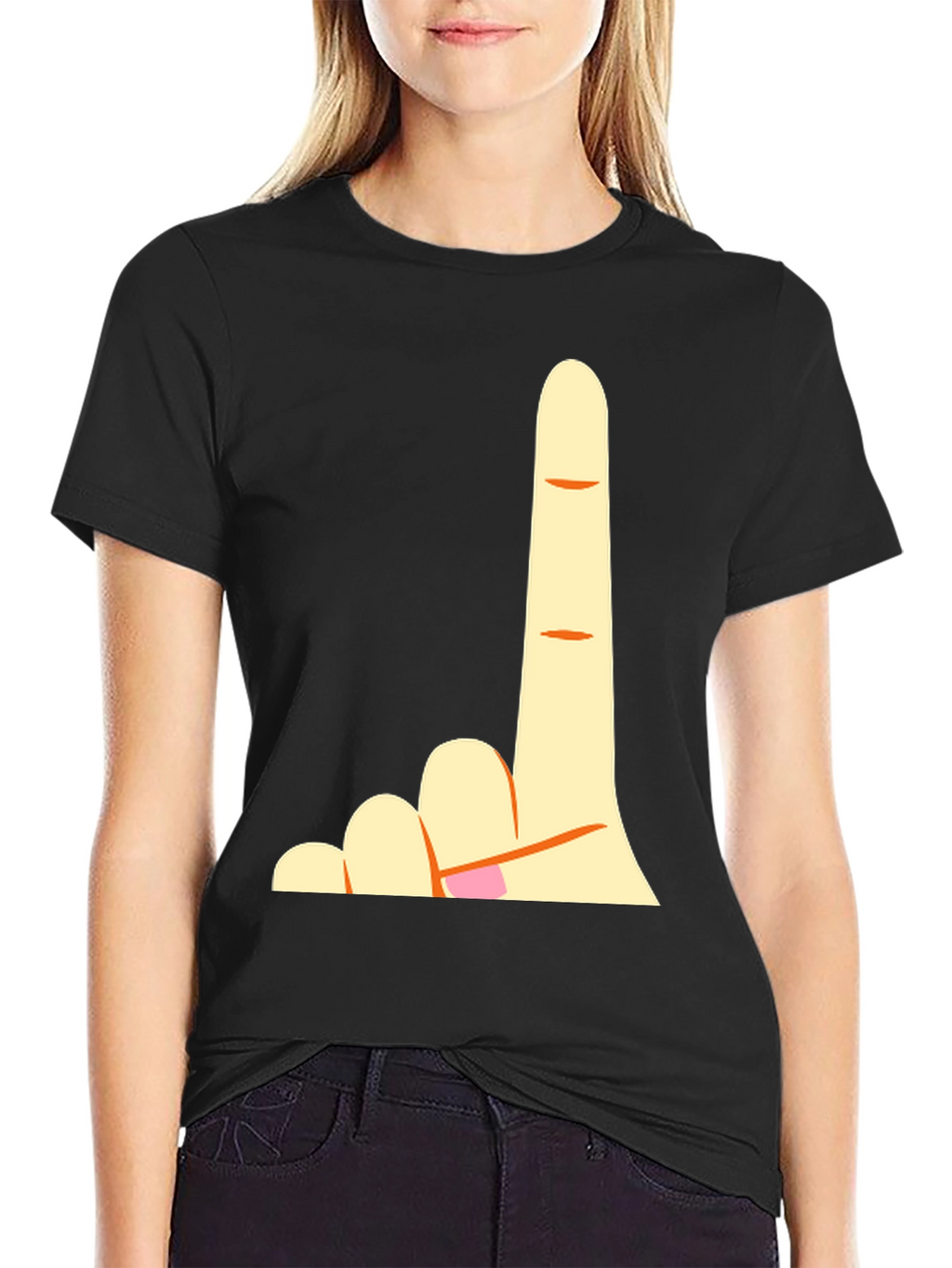 Novelty Finger Graphic Black T-Shirt