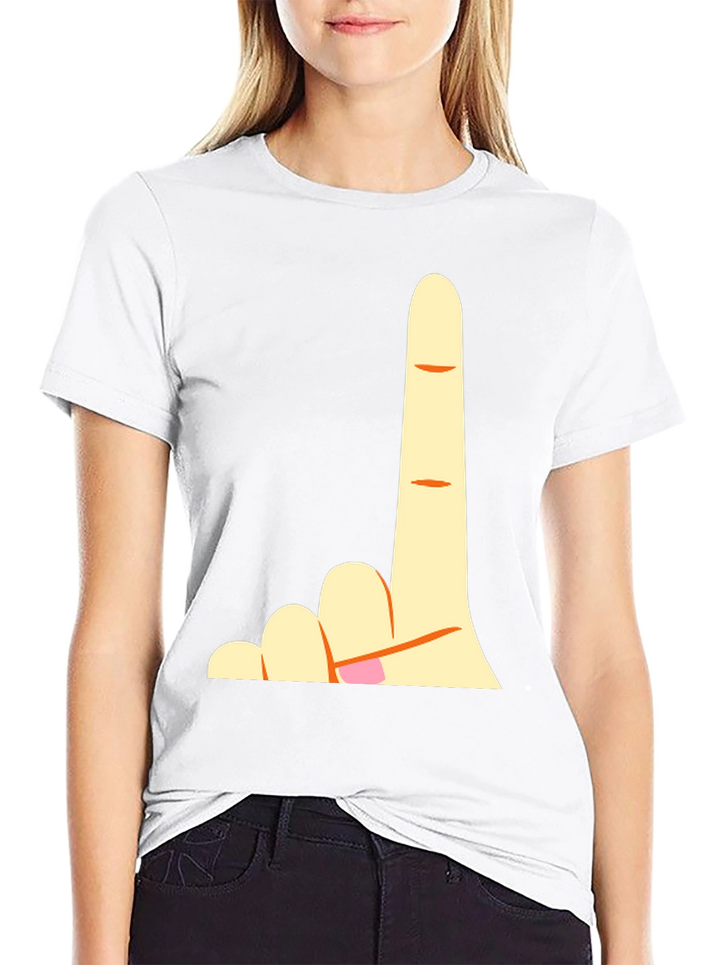 Novelty Finger Graphic Black T-Shirt