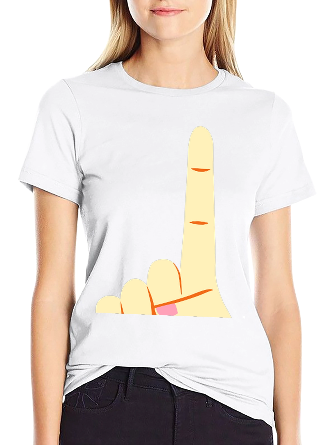 Novelty Finger Graphic Black T-Shirt