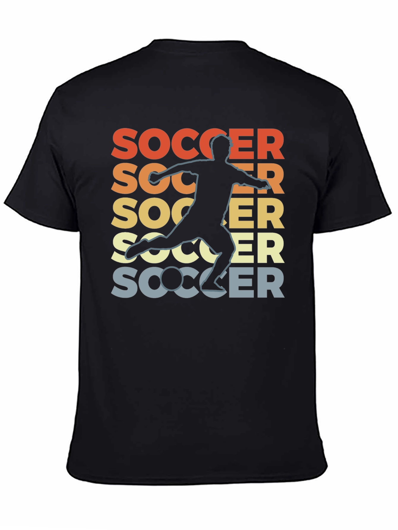 Retro Soccer Player Graphic Tee - Vintage Style Black T-Shirt