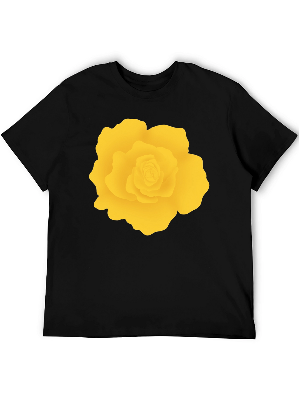 Black T-Shirt with Yellow Rose Graphic