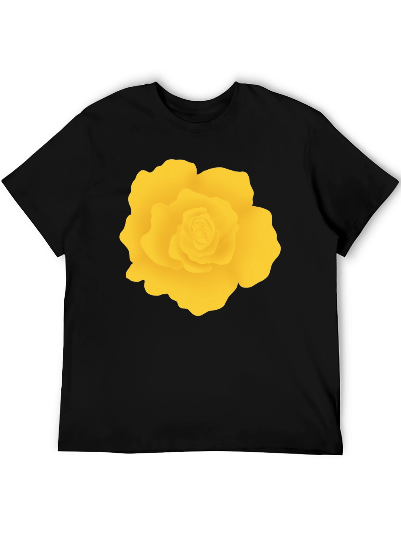 Black T-Shirt with Yellow Rose Graphic
