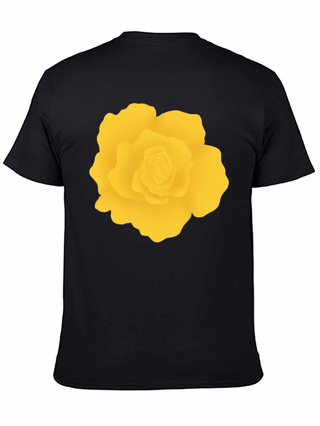 Black T-Shirt with Yellow Rose Graphic