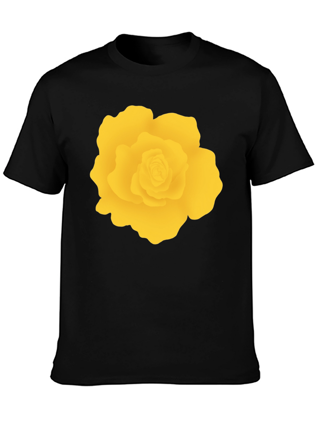 Black T-Shirt with Yellow Rose Graphic