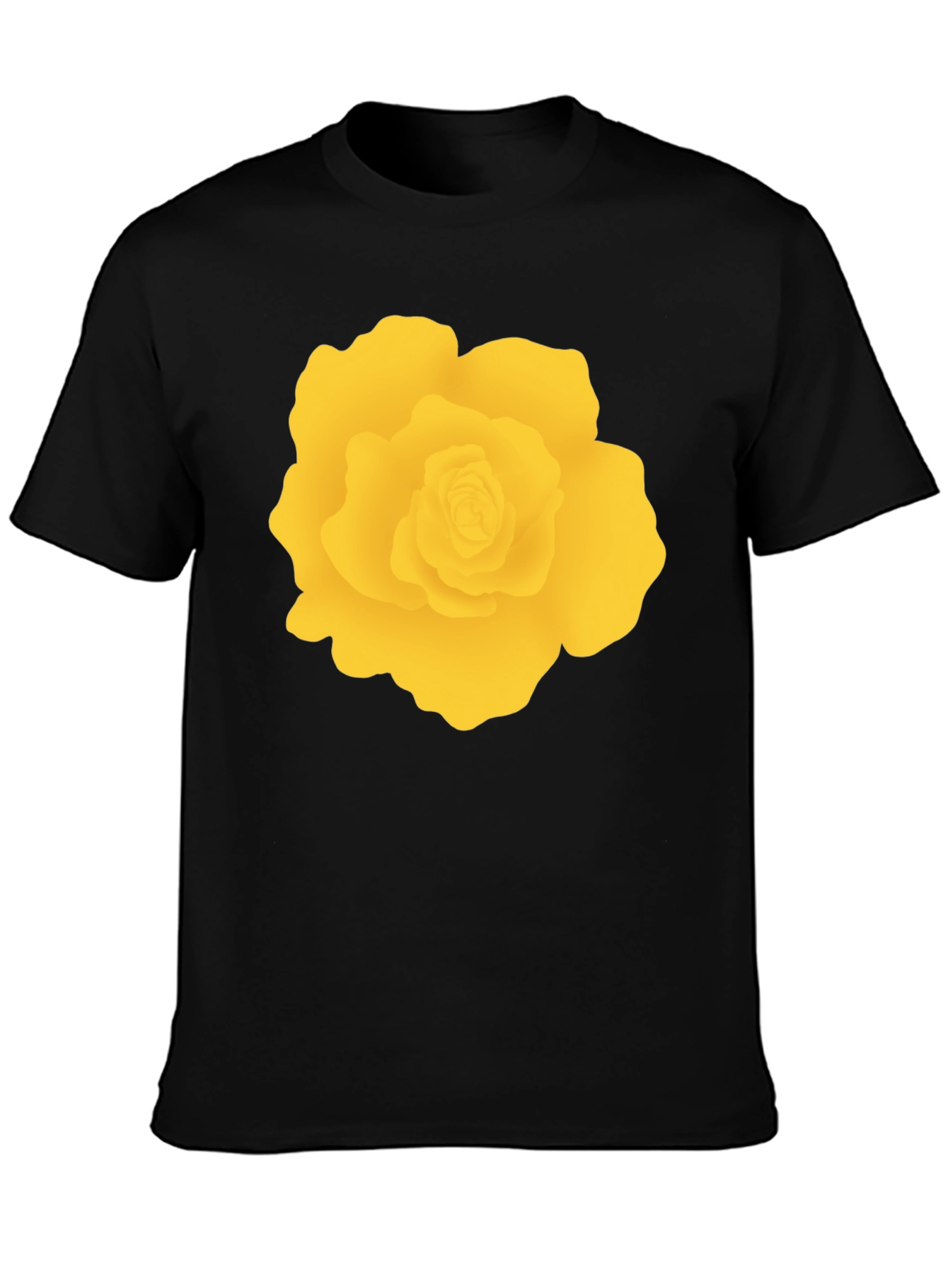 Black T-Shirt with Yellow Rose Graphic