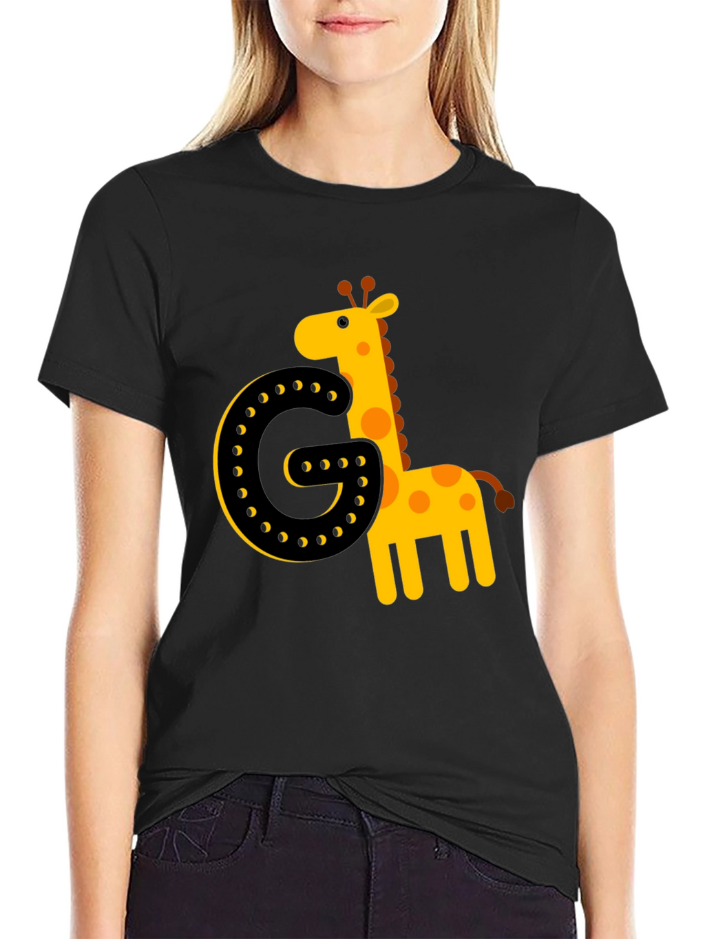 Giraffe Initial G Black T-Shirt