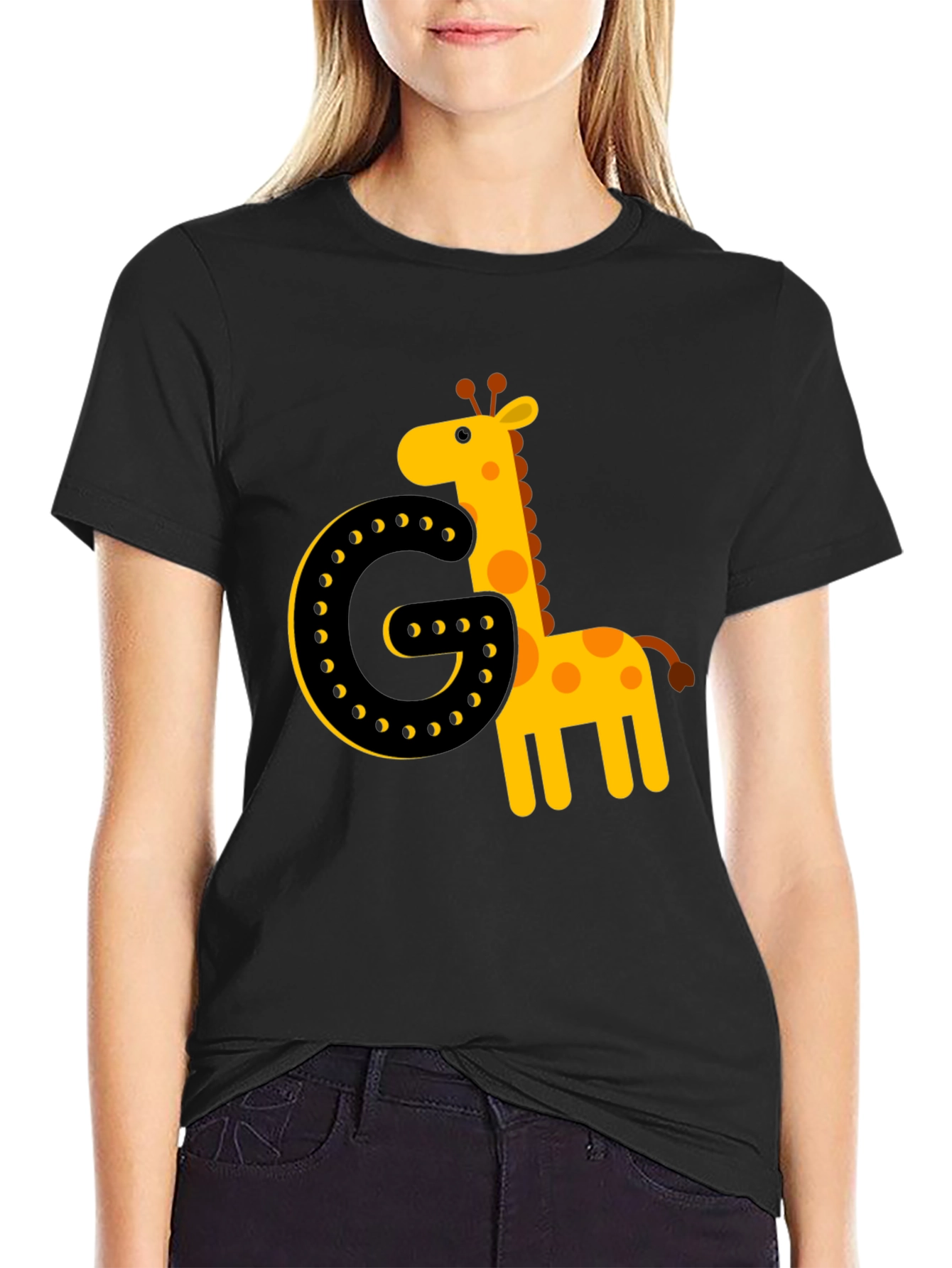 Giraffe Initial G Black T-Shirt