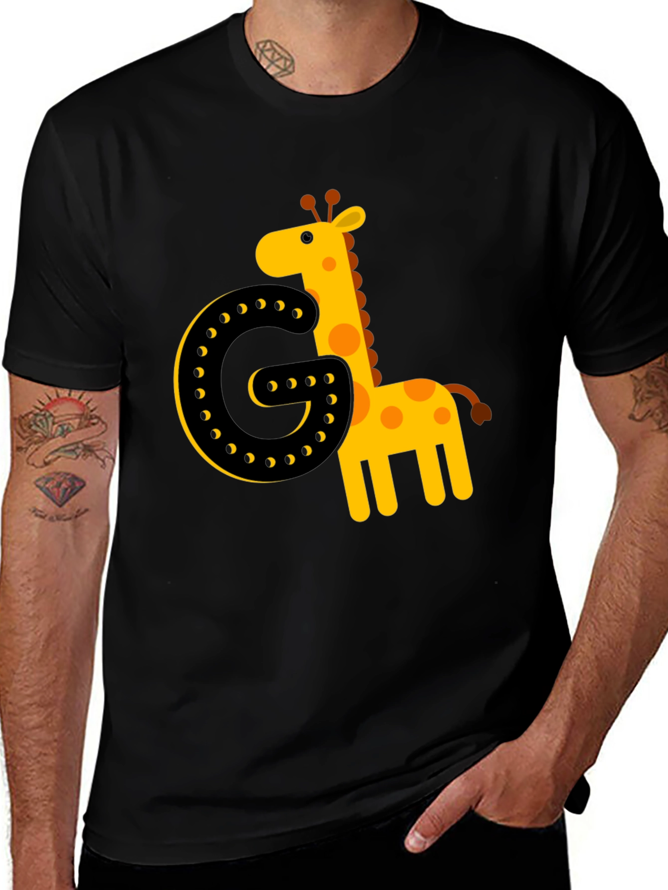 Giraffe Initial G Black T-Shirt