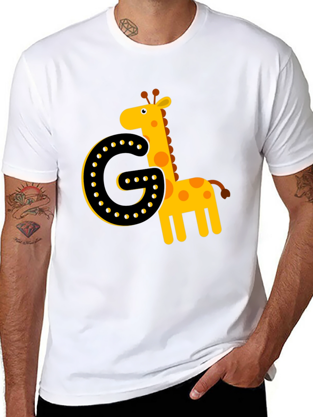 Giraffe Initial G Black T-Shirt