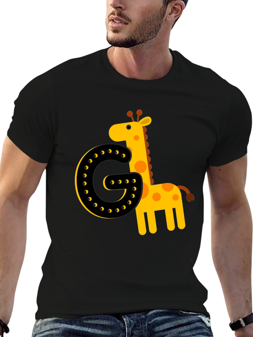 Giraffe Initial G Black T-Shirt