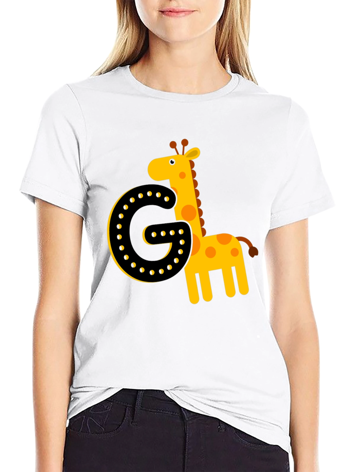 Giraffe Initial G Black T-Shirt