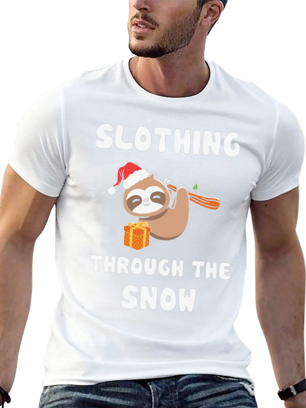 Slothing Through the Snow Christmas Holiday T-Shirt