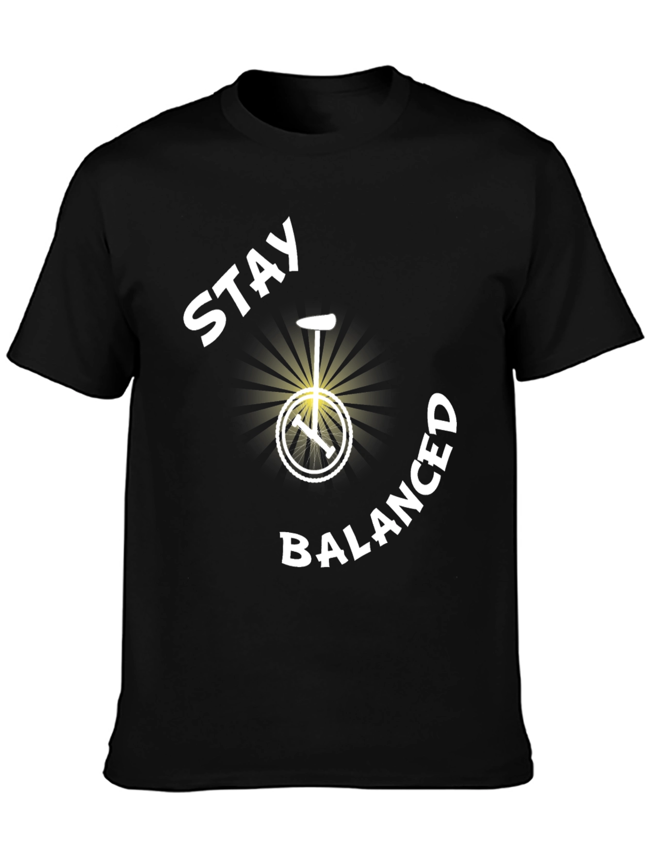Stay Balanced Unicycle T-Shirt - Black Cotton Tee