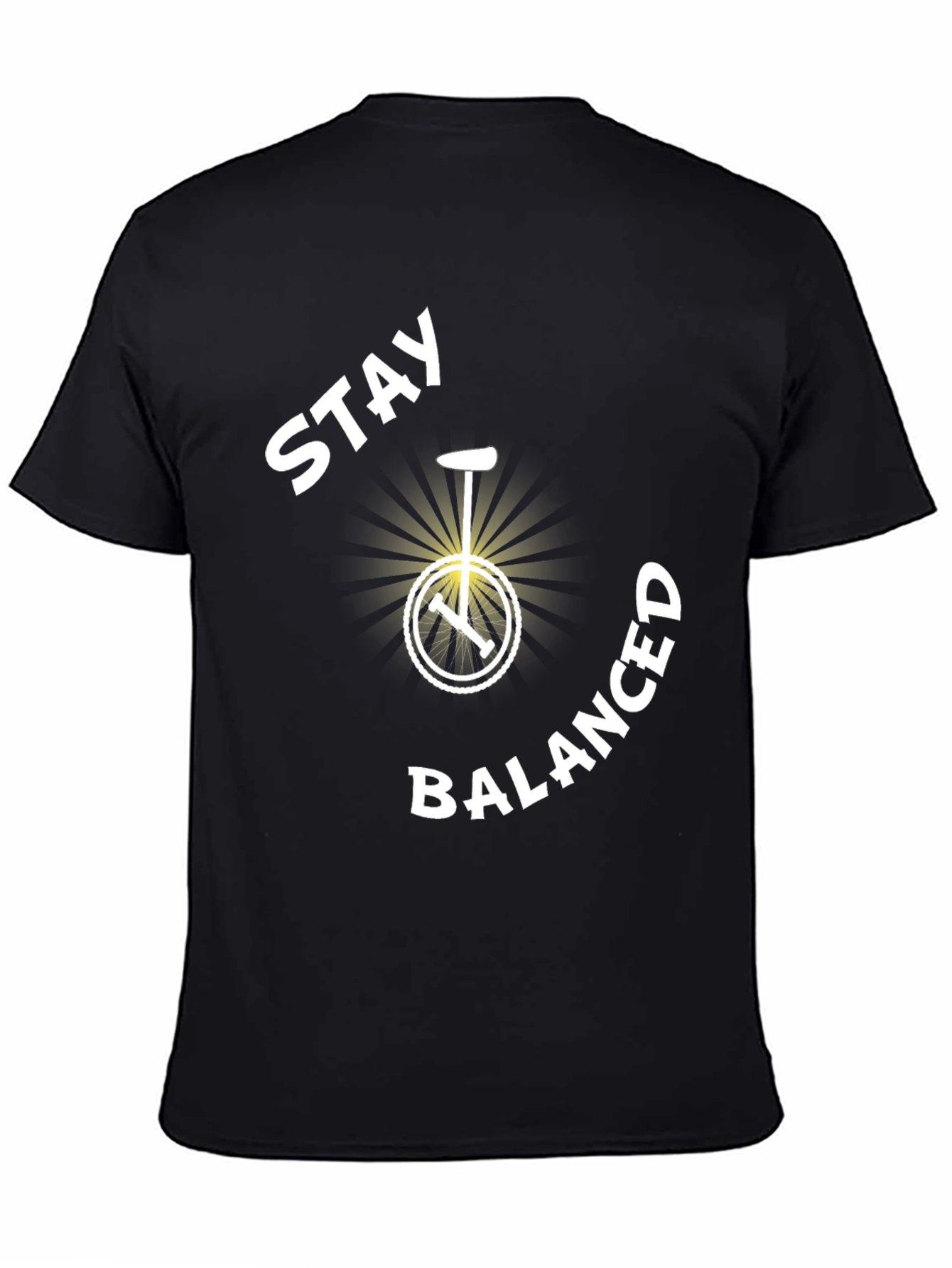 Stay Balanced Unicycle T-Shirt - Black Cotton Tee