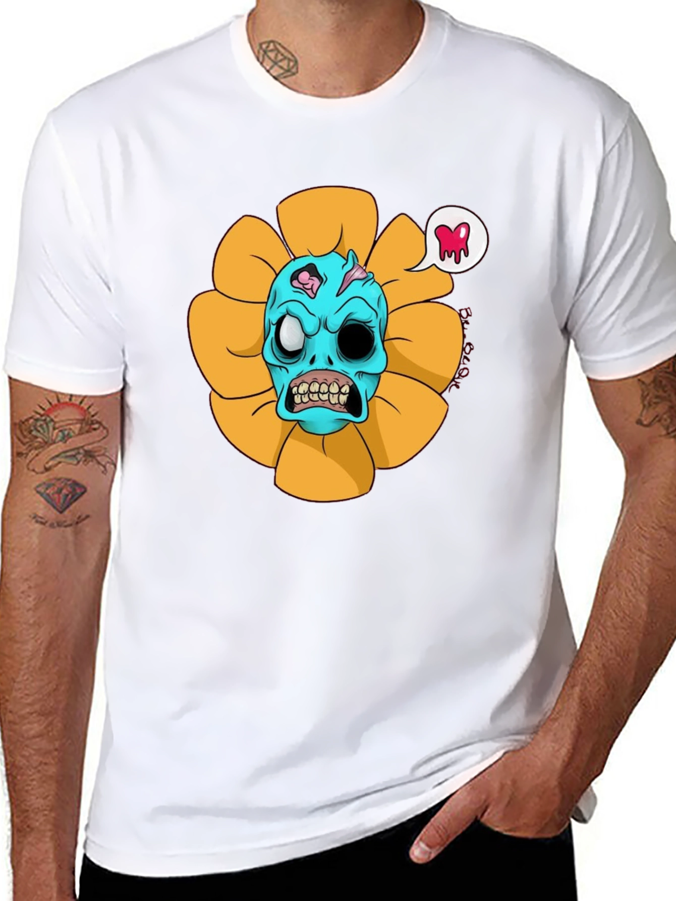 Zombie Sunflower Graphic Tee - Unique Halloween T-Shirt