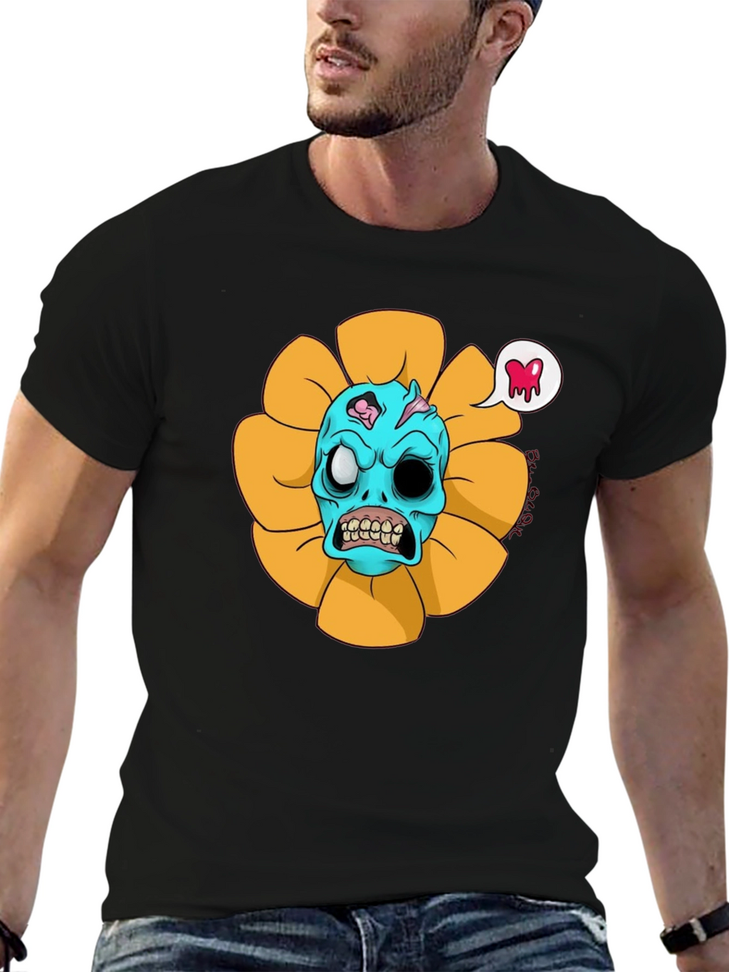 Zombie Sunflower Graphic Tee - Unique Halloween T-Shirt