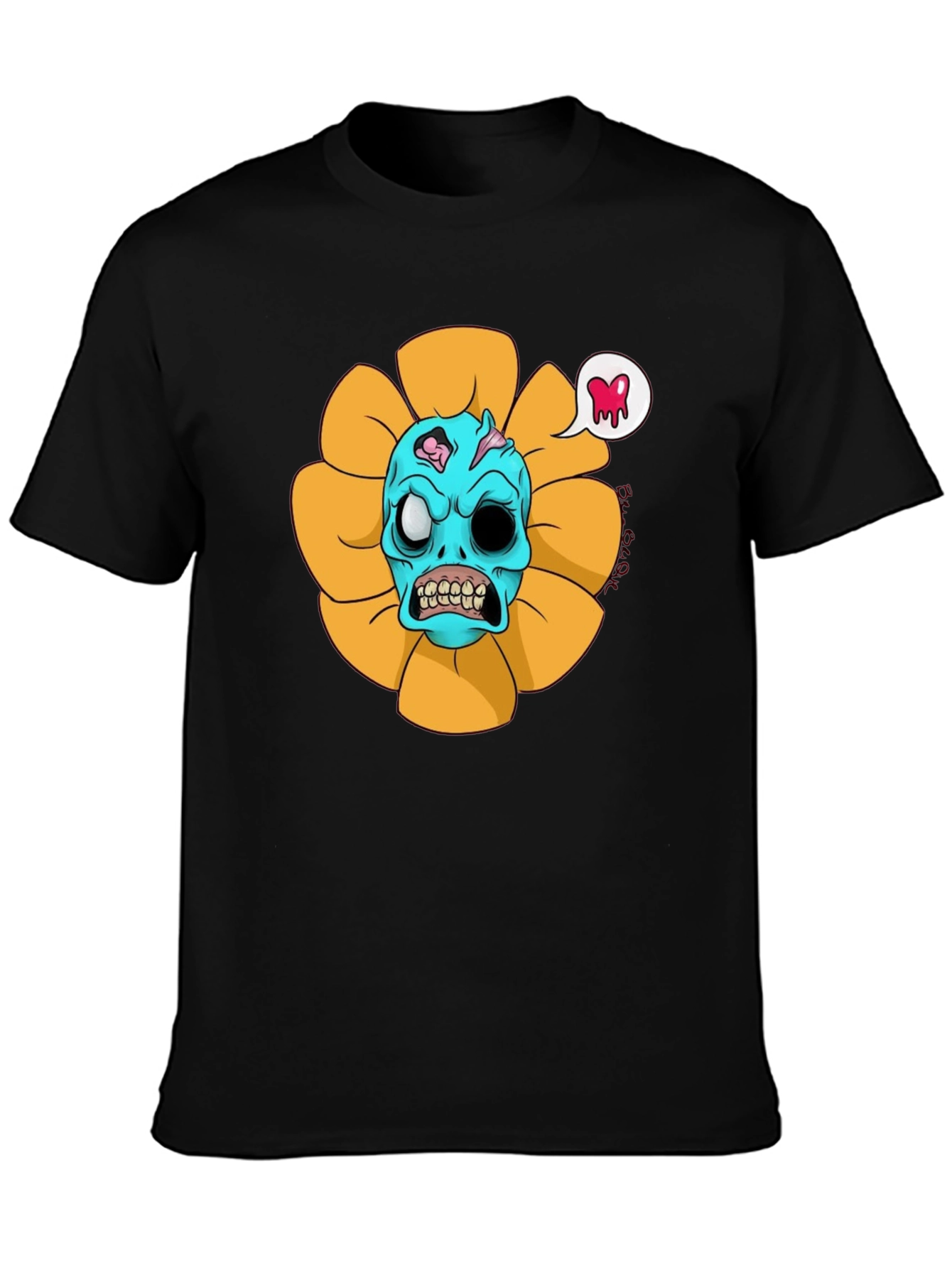 Zombie Sunflower Graphic Tee - Unique Halloween T-Shirt