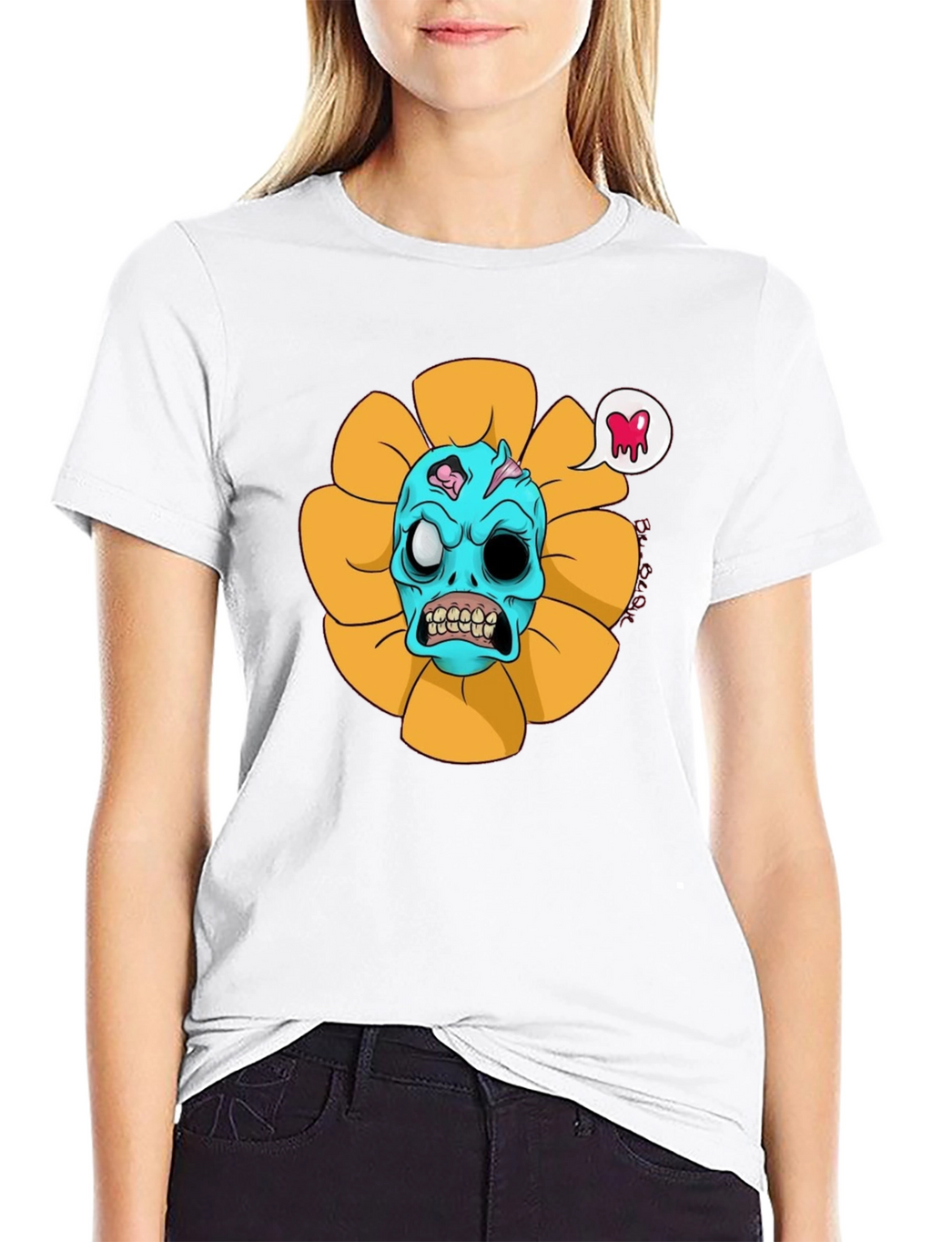 Zombie Sunflower Graphic Tee - Unique Halloween T-Shirt