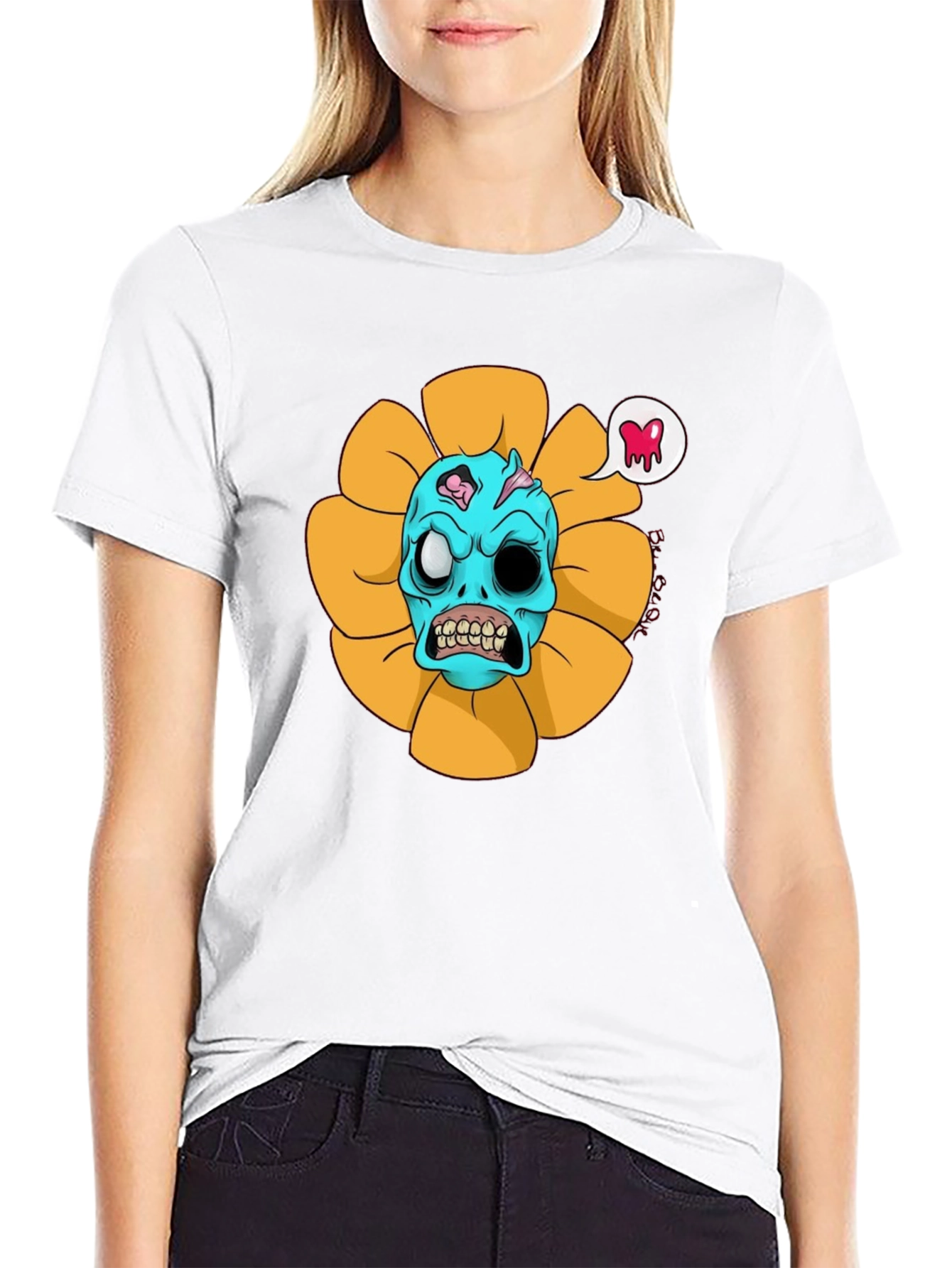 Zombie Sunflower Graphic Tee - Unique Halloween T-Shirt