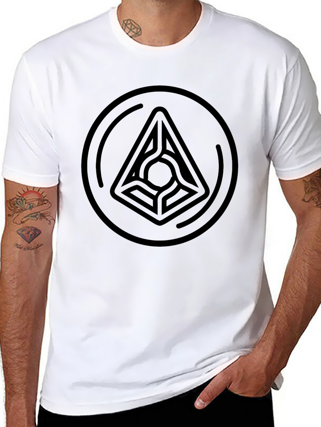 Geometric Circle Triangle T-Shirt - Stylish Black Tee