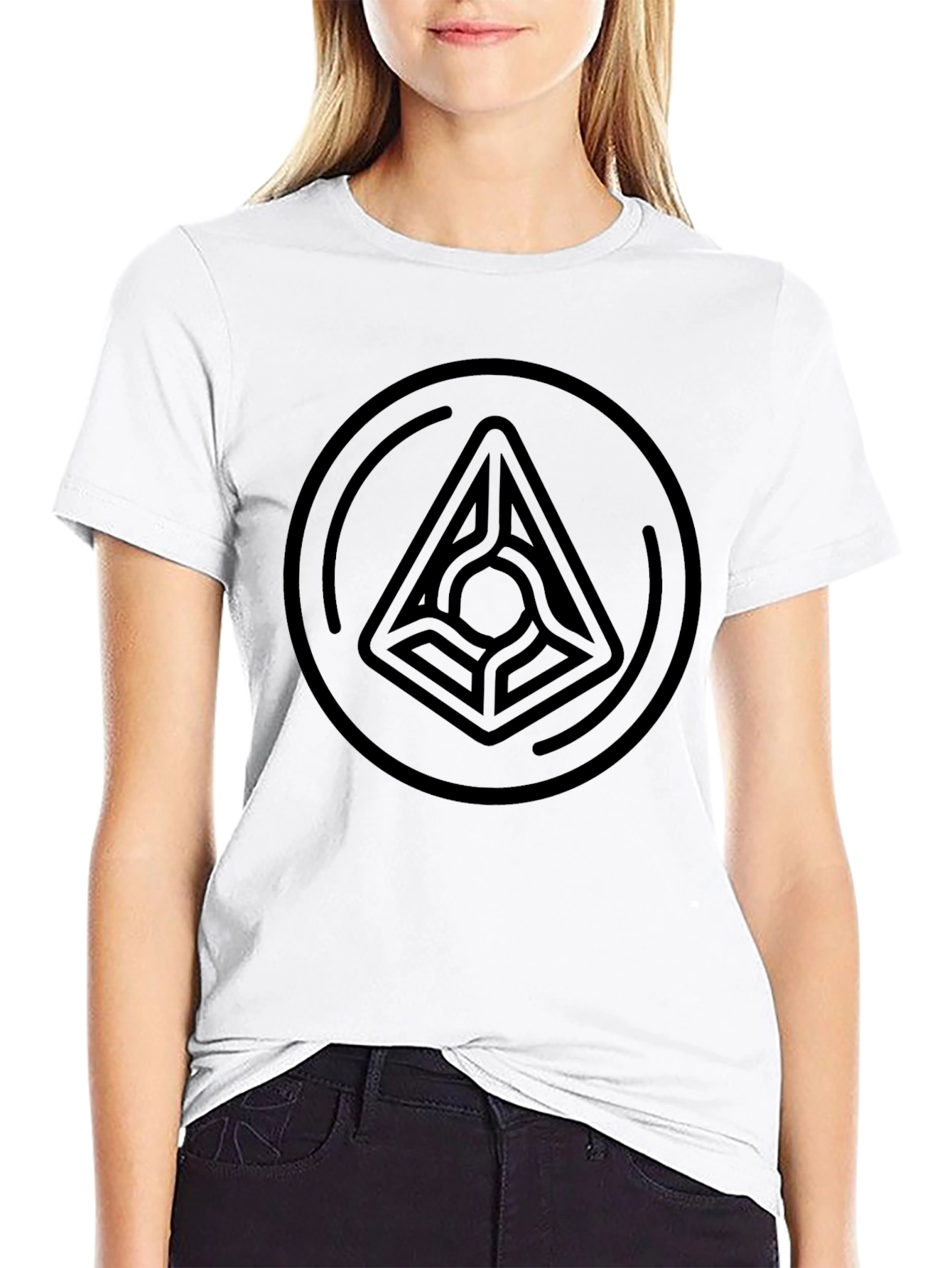 Geometric Circle Triangle T-Shirt - Stylish Black Tee
