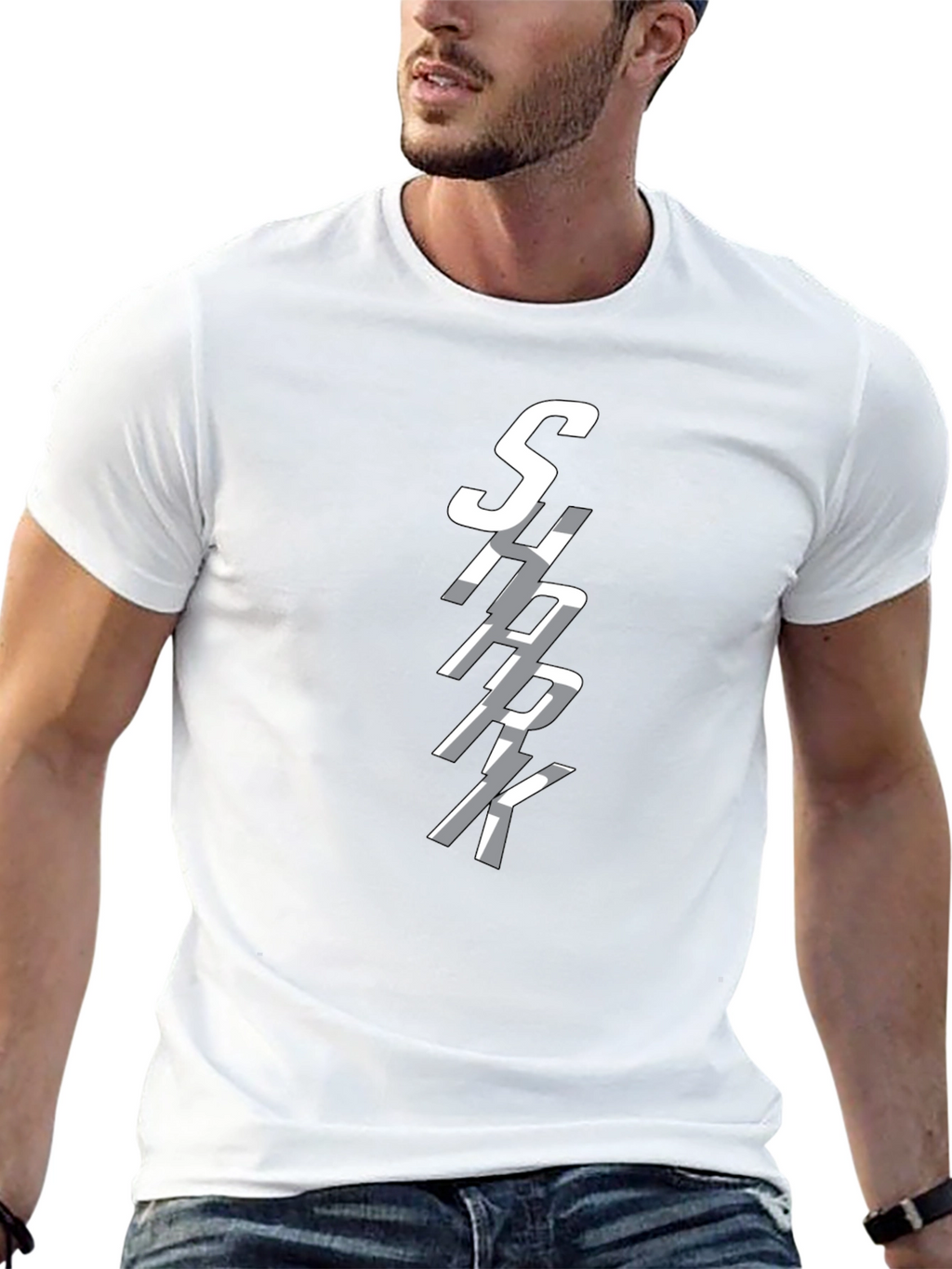 SHARK Graphic Print Crew Neck T-Shirt